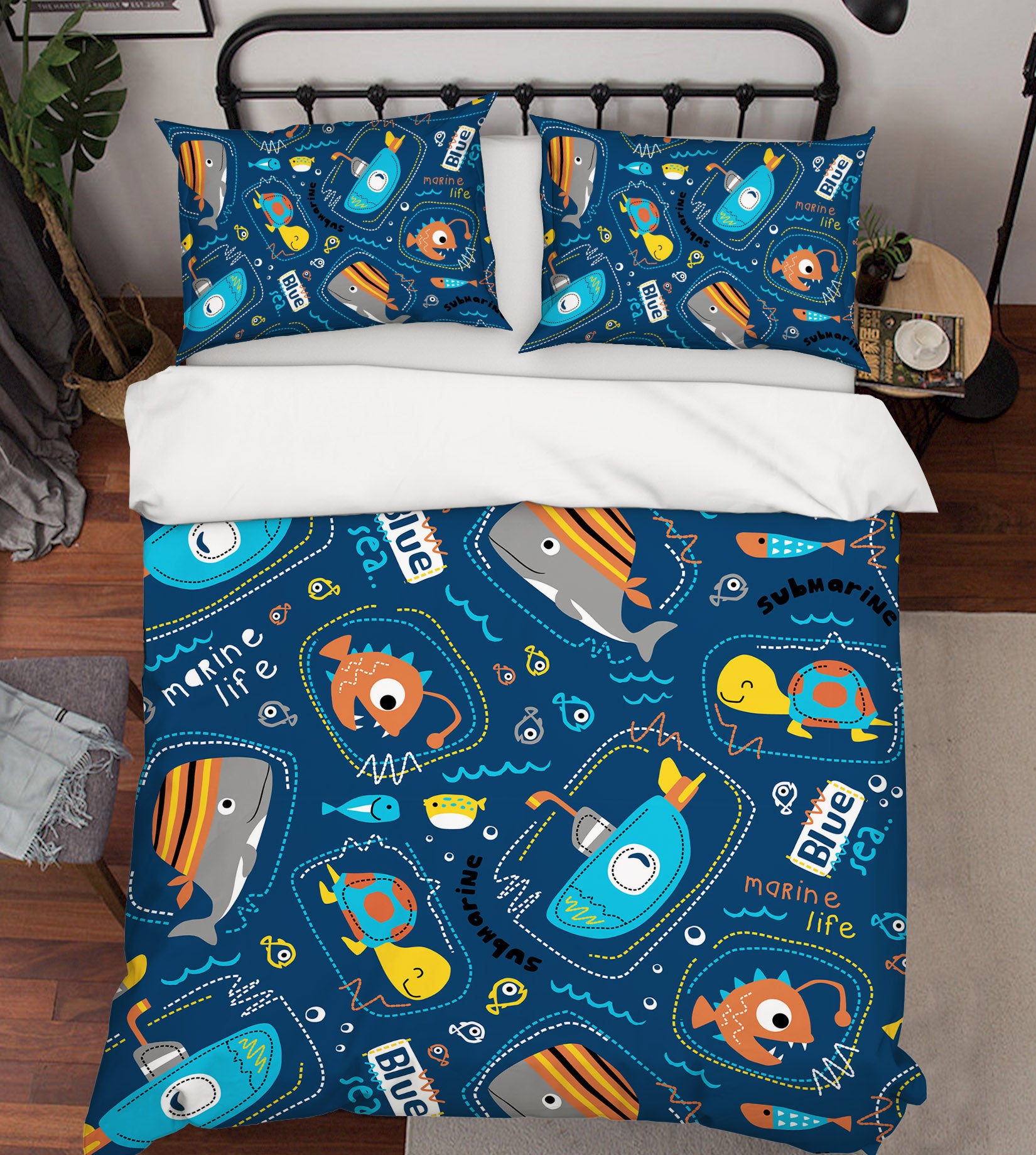 3D Submarine Fish Turtle 61126 Bed Pillowcases Quilt