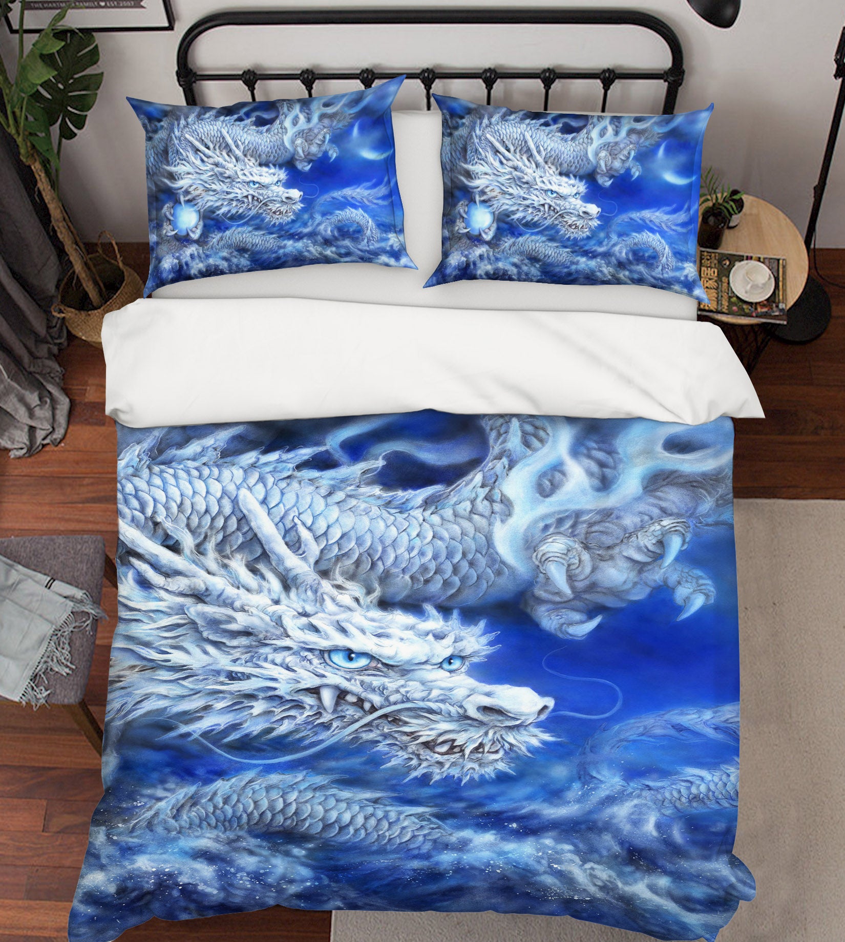 3D White Dragon 5881 Kayomi Harai Bedding Bed Pillowcases Quilt Cover Duvet Cover