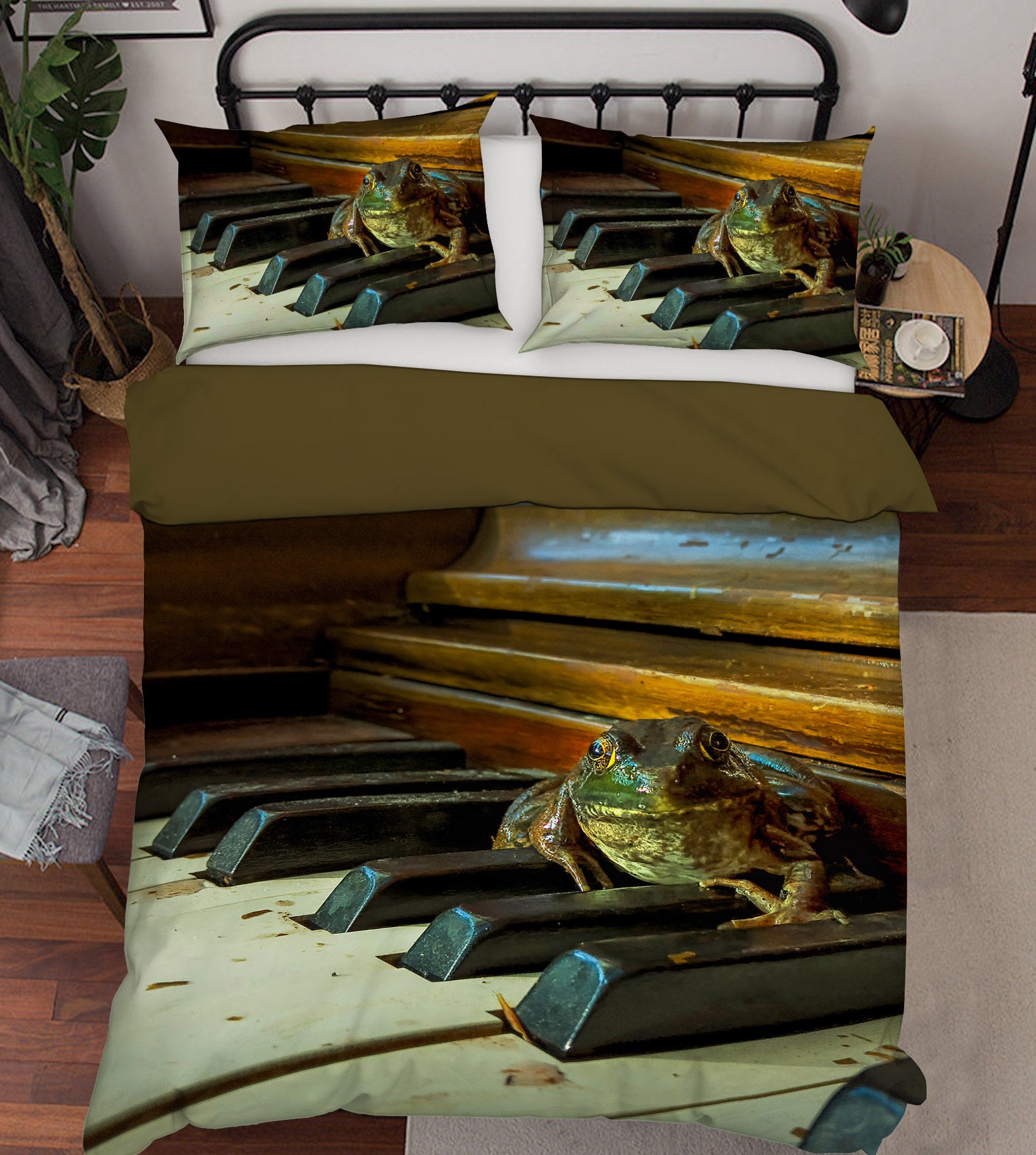 3D Frog Piano 1029 Jerry LoFaro bedding Bed Pillowcases Quilt