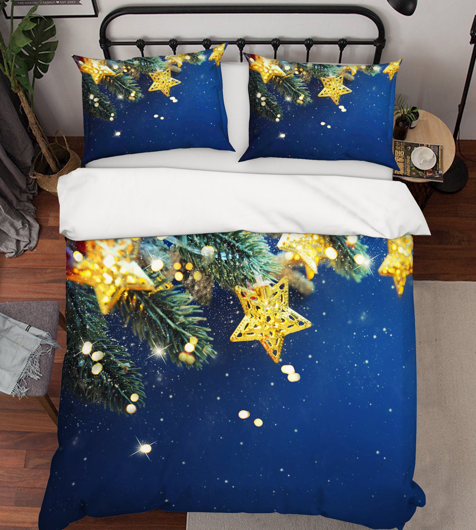 3D Branches Five-Pointed Star 51107 Christmas Quilt Duvet Cover Xmas Bed Pillowcases