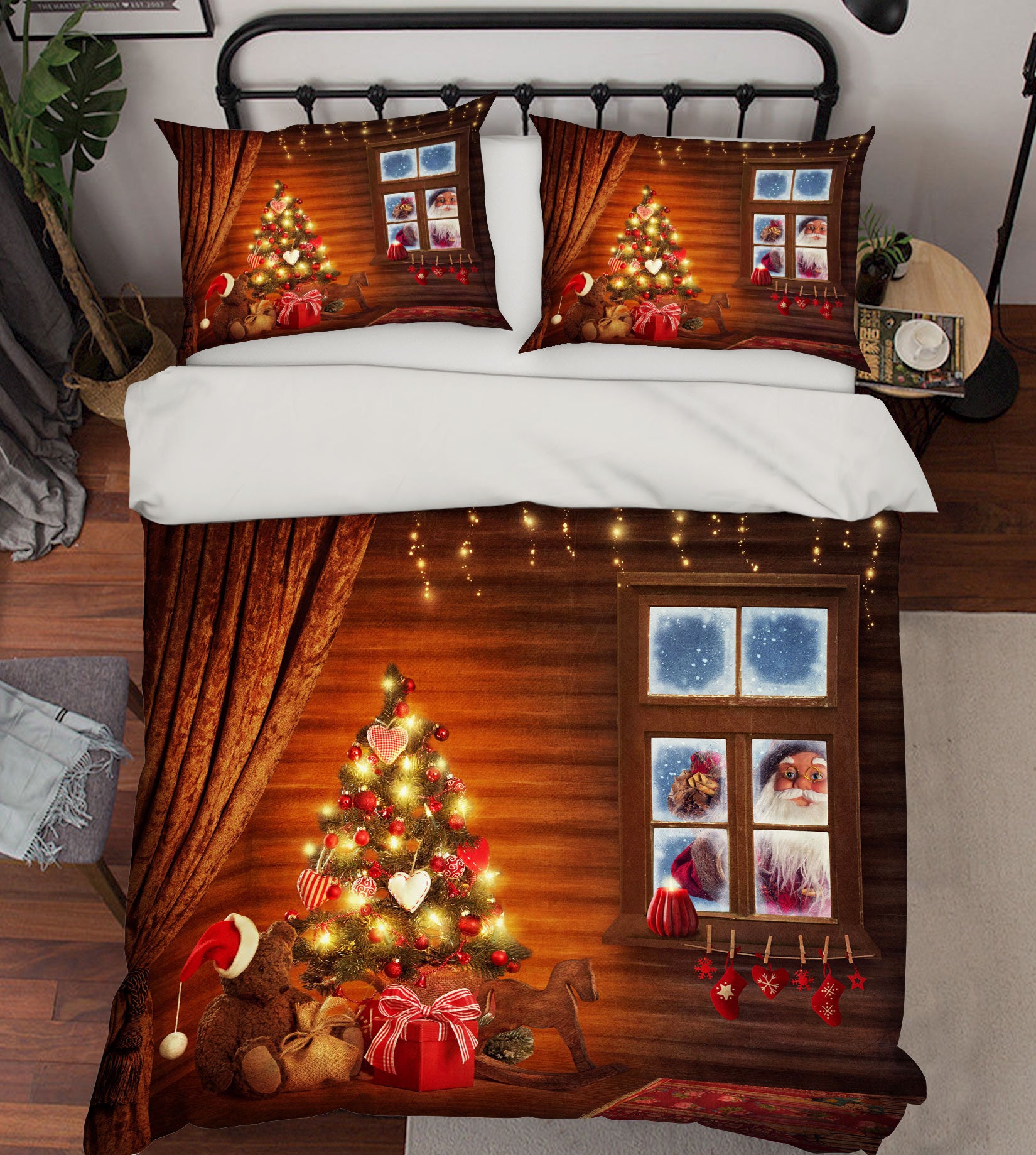 3D Tree Santa Claus 50010 Christmas Quilt Duvet Cover Xmas Bed Pillowcases