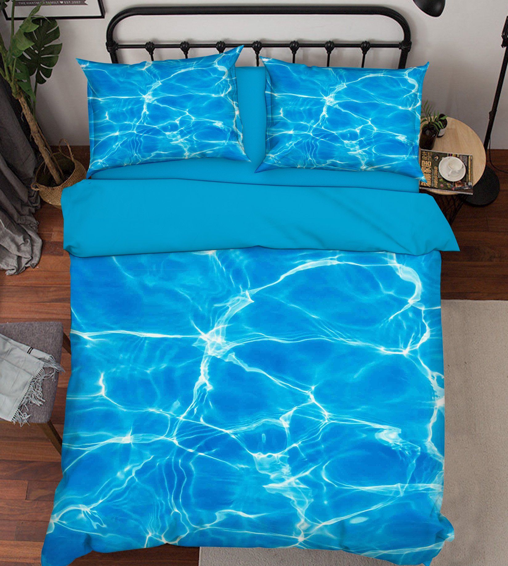 3D Blue Shiny Water 256 Bed Pillowcases Quilt Wallpaper AJ Wallpaper 