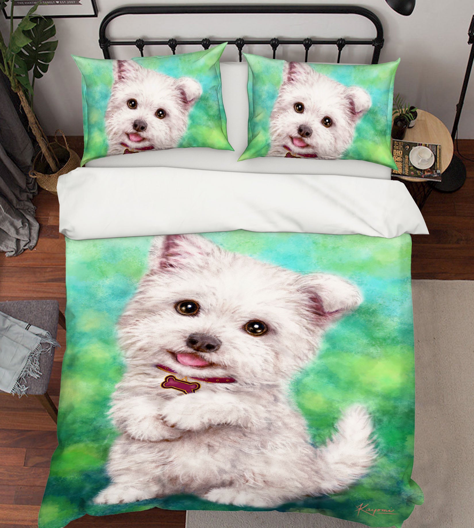 3D White Puppy 5875 Kayomi Harai Bedding Bed Pillowcases Quilt Cover Duvet Cover
