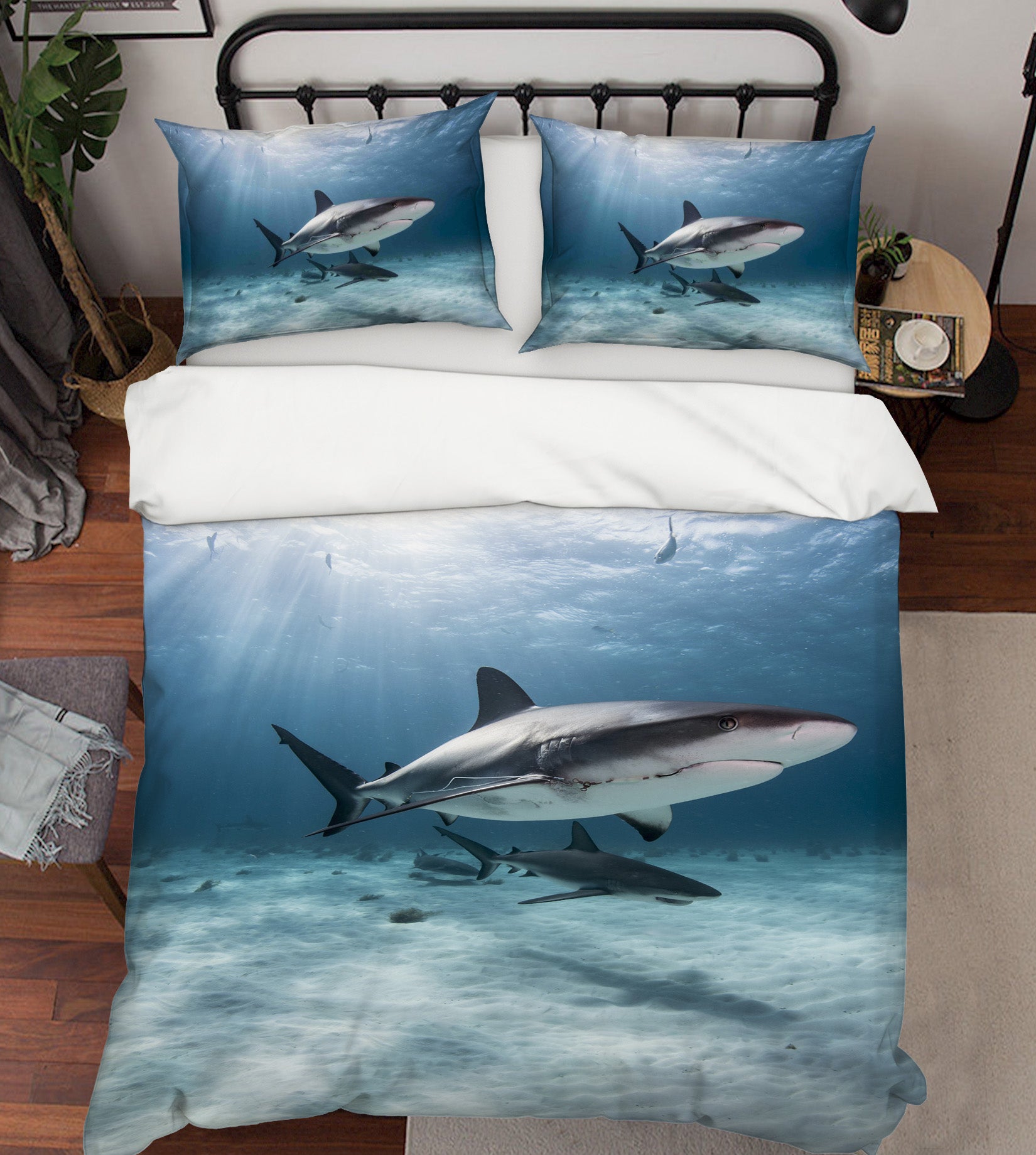 3D Shark 21036 Bed Pillowcases Quilt