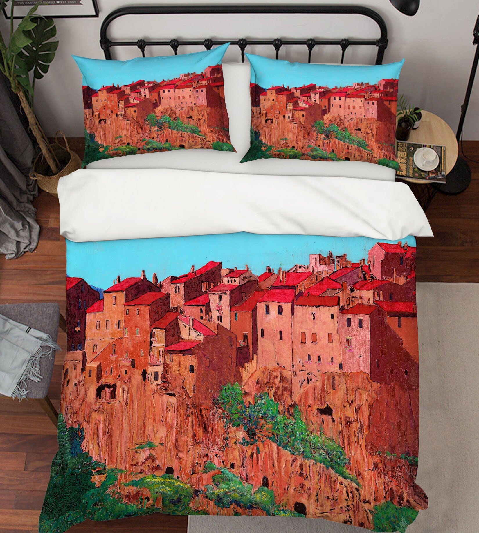 3D Pitigliano Village 1171 Allan P. Friedlander Bedding Bed Pillowcases Quilt Quiet Covers AJ Creativity Home 