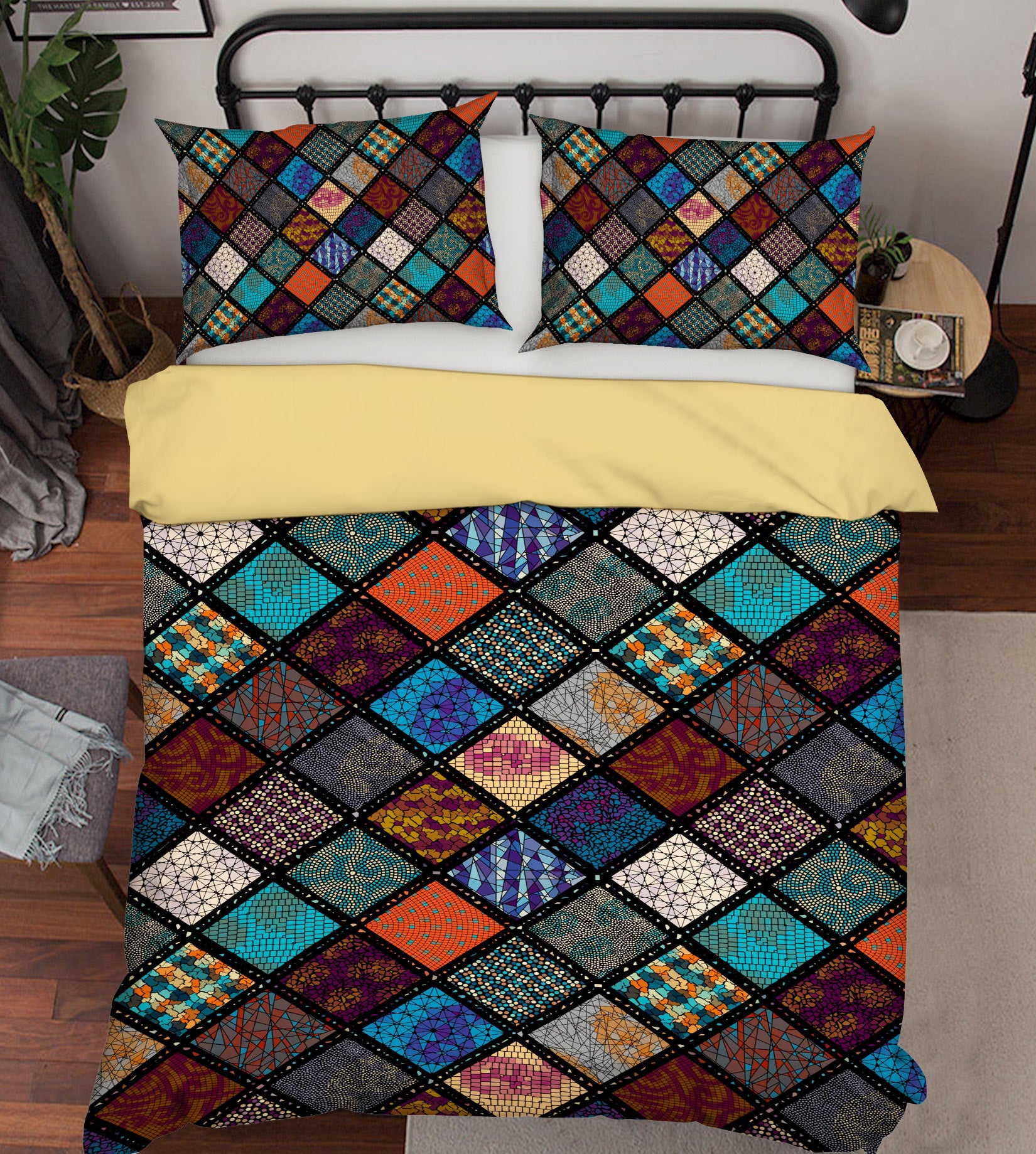 3D Diamond Pattern 14083 Bed Pillowcases Quilt