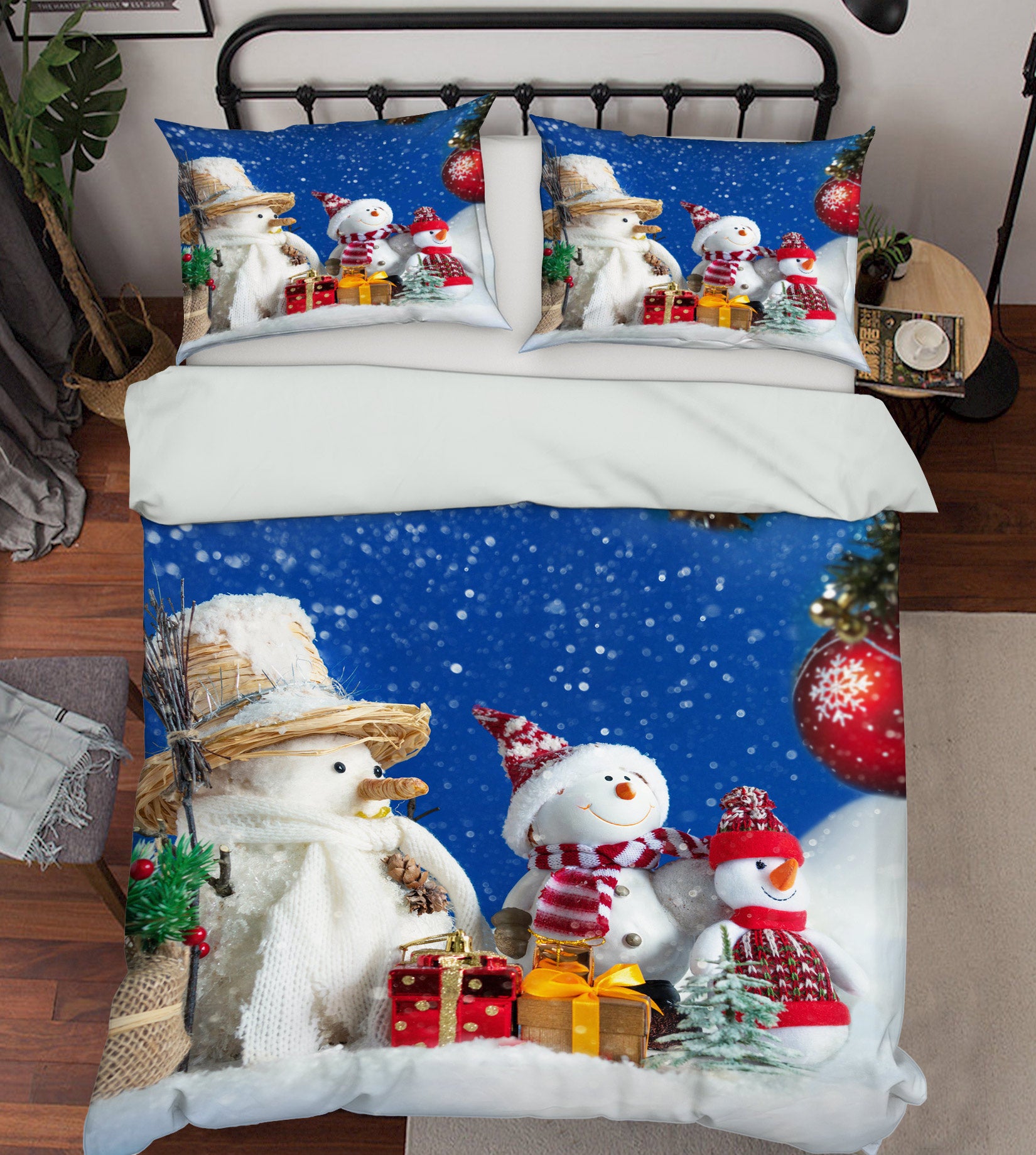 3D Snowman 51046 Christmas Quilt Duvet Cover Xmas Bed Pillowcases