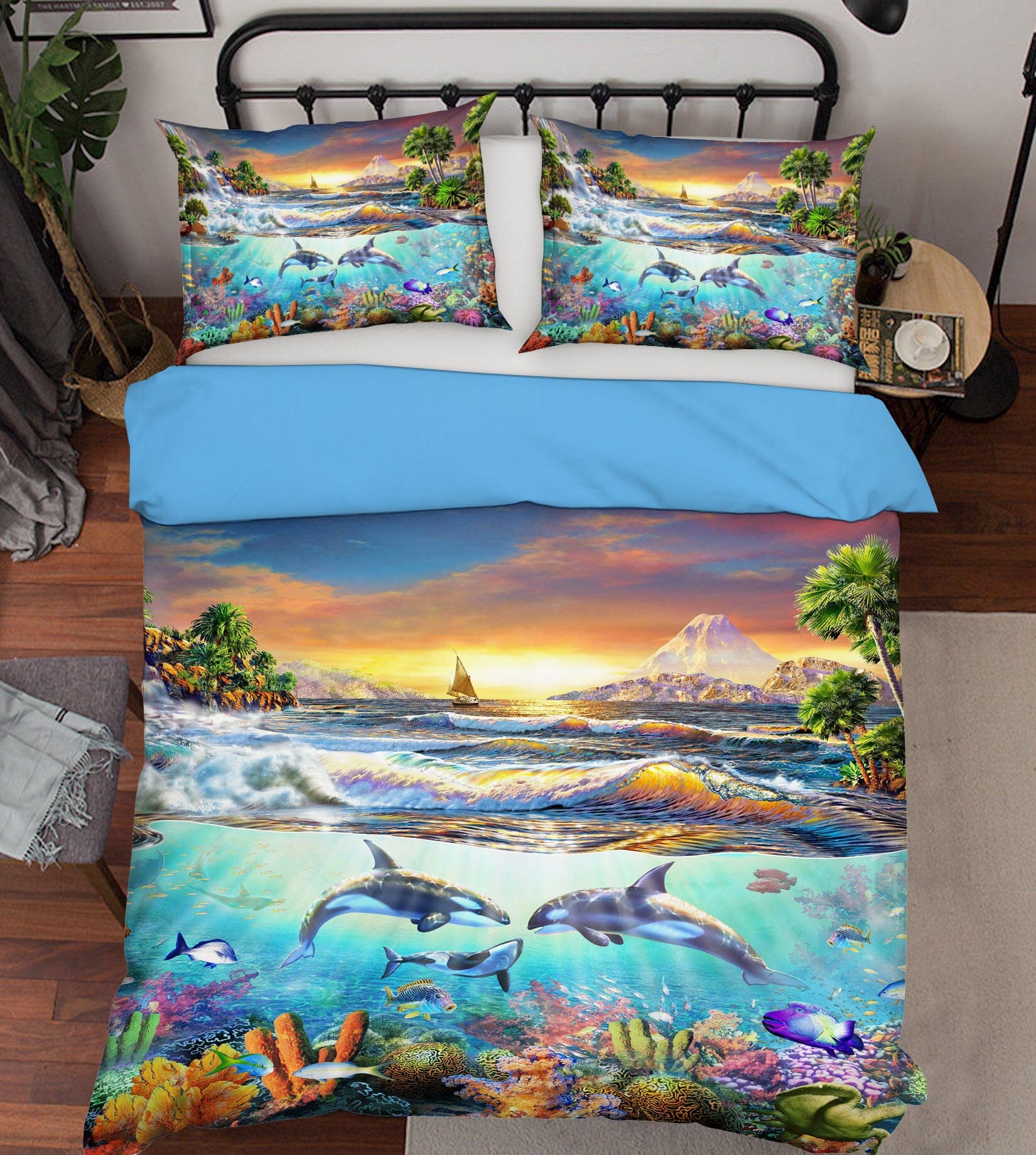3D Atlantic Dolphins 2024 Adrian Chesterman Bedding Bed Pillowcases Quilt Quiet Covers AJ Creativity Home 
