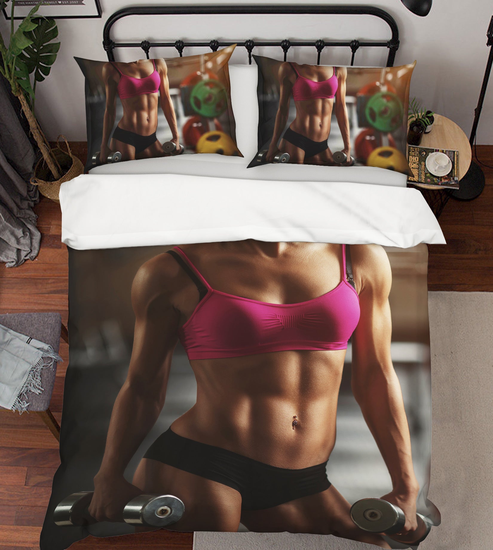3D Lift Dumbbells 14108 Bed Pillowcases Quilt