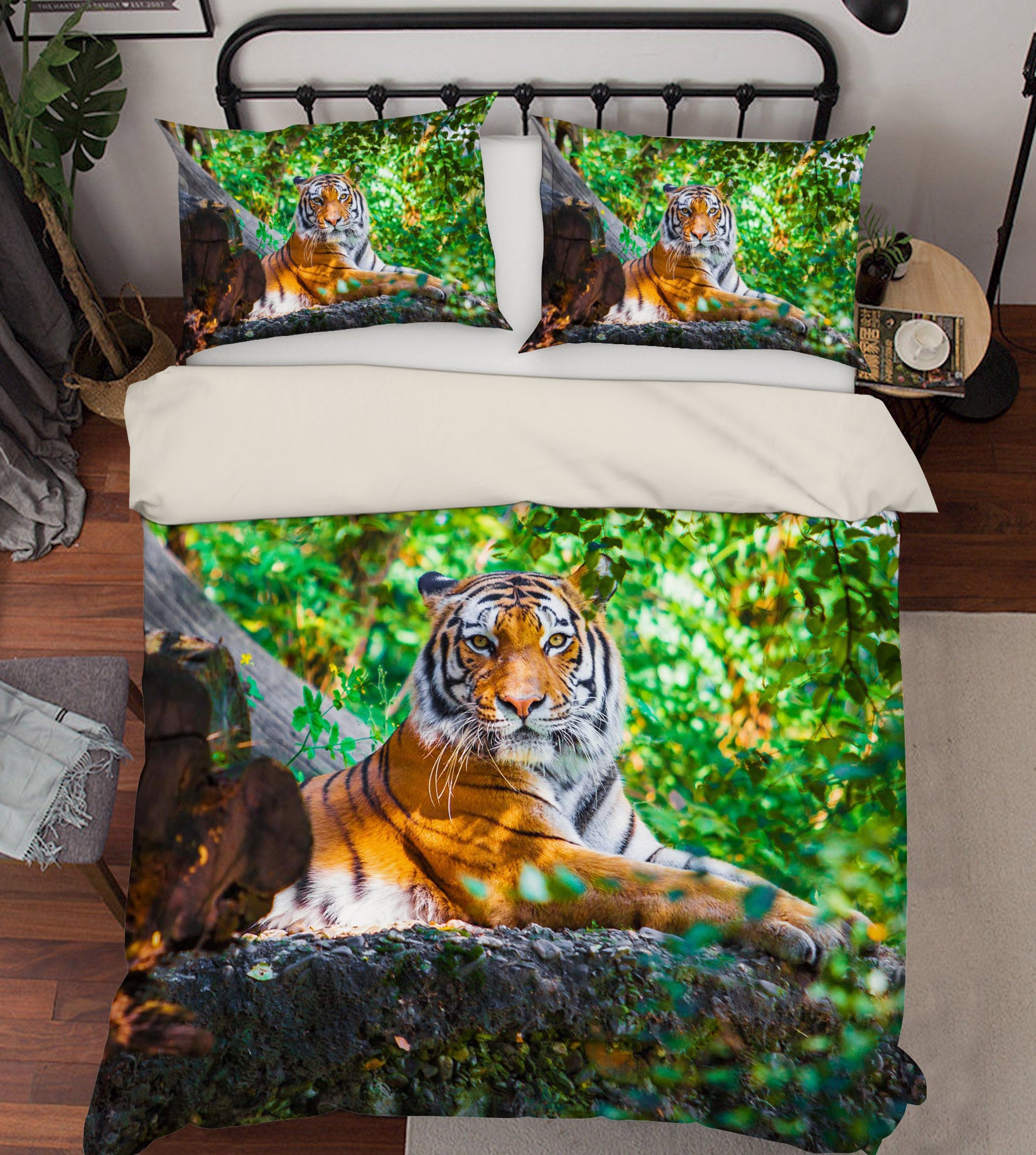 3D Tiger Forest 128 Bed Pillowcases Quilt