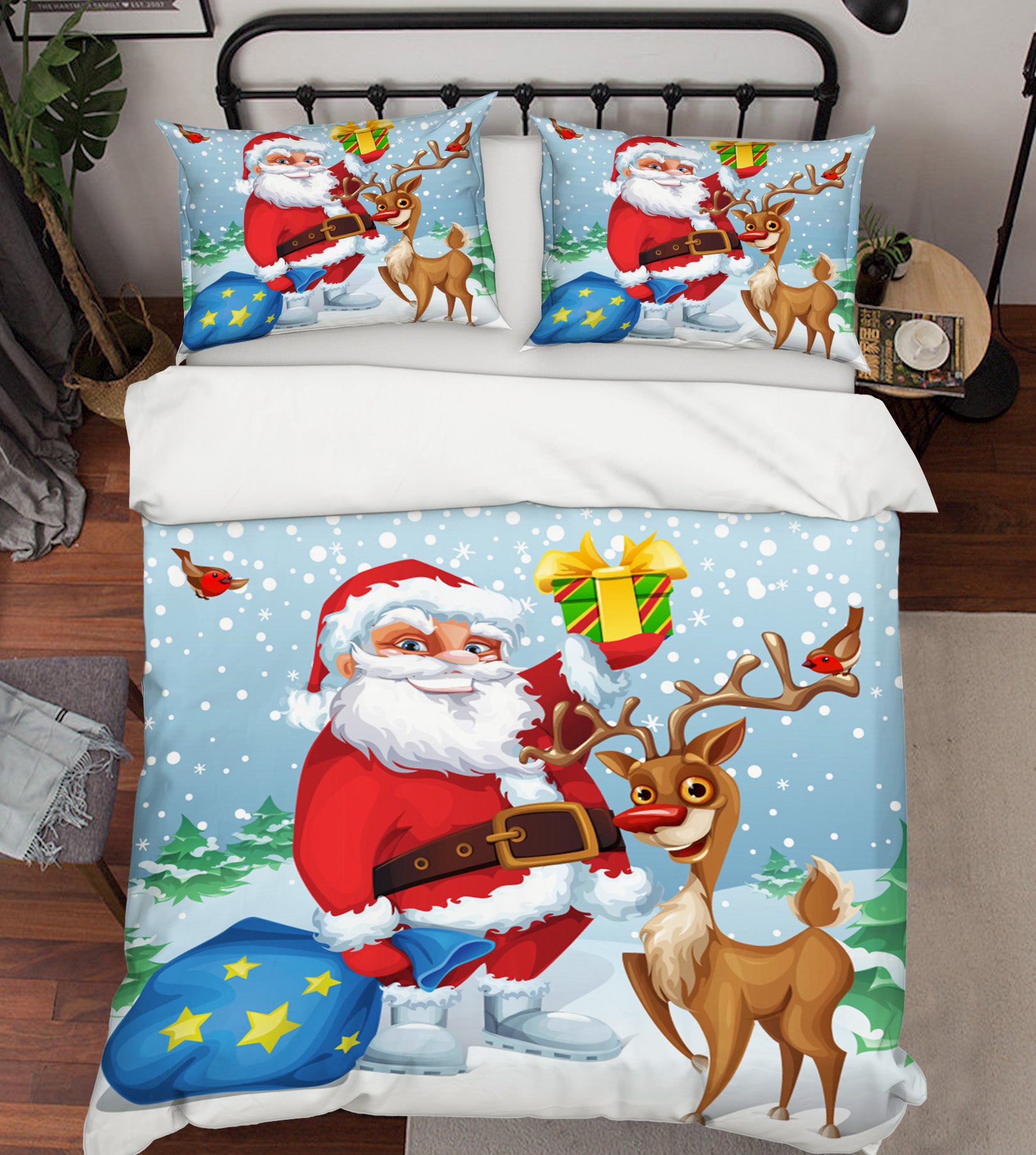 3D Santa Deer 45047 Christmas Quilt Duvet Cover Xmas Bed Pillowcases