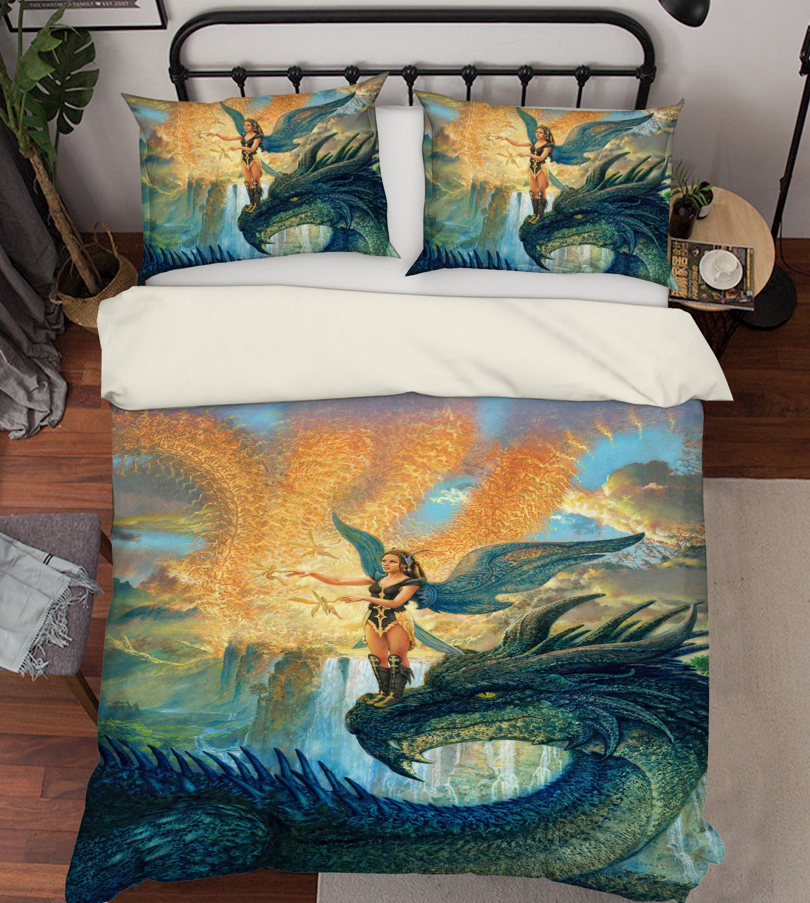 3D Dragon Elf Girl 7038 Ciruelo Bedding Bed Pillowcases Quilt