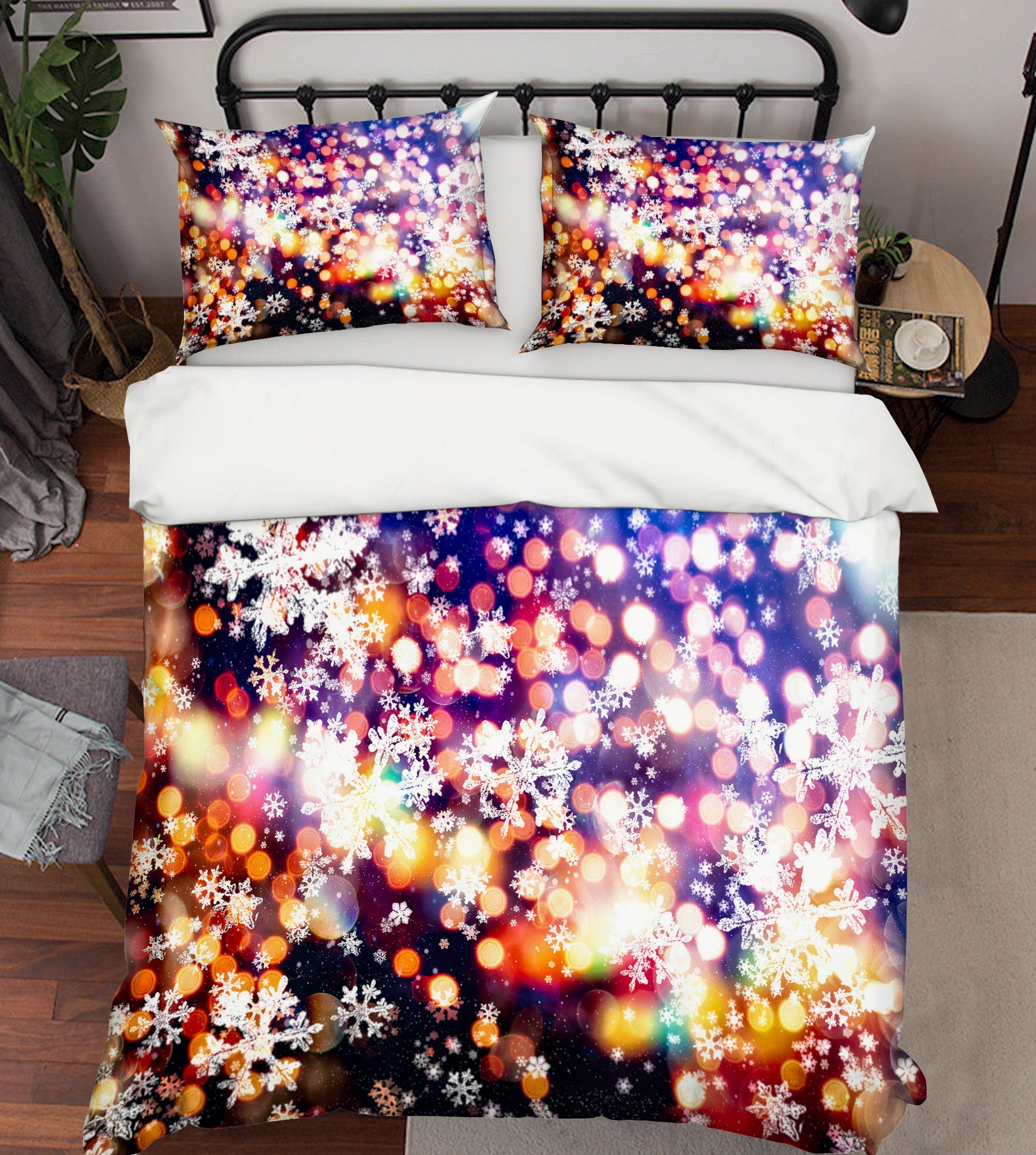 3D Snowflake Light Shadow 51133 Christmas Quilt Duvet Cover Xmas Bed Pillowcases