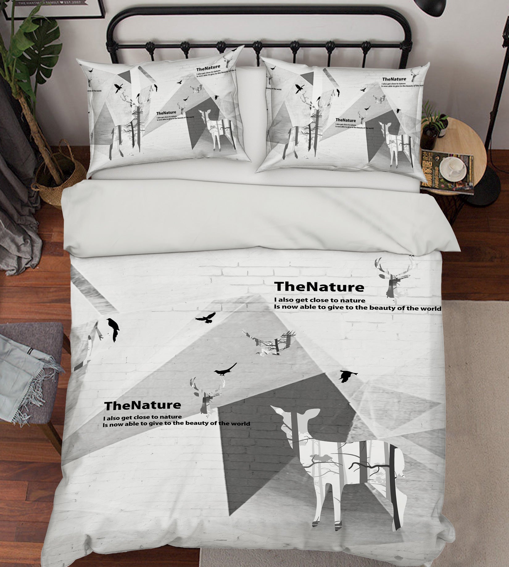 3D Gray Deer 12103 Bed Pillowcases Quilt