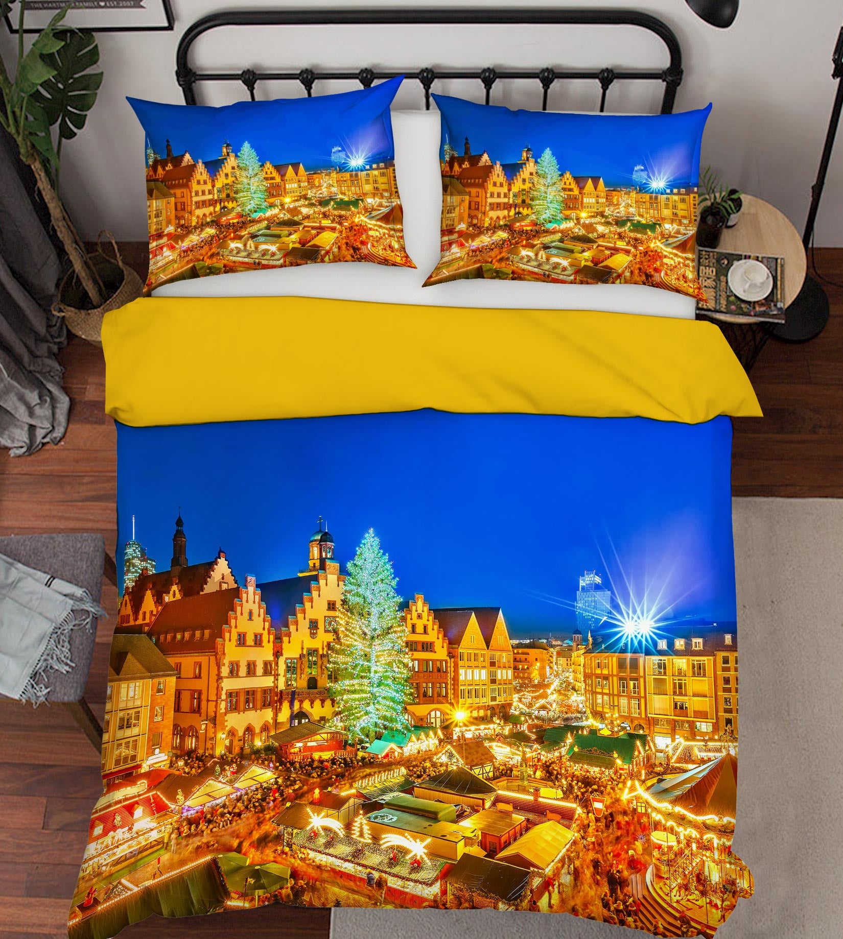 3D Golden House 50035 Christmas Quilt Duvet Cover Xmas Bed Pillowcases