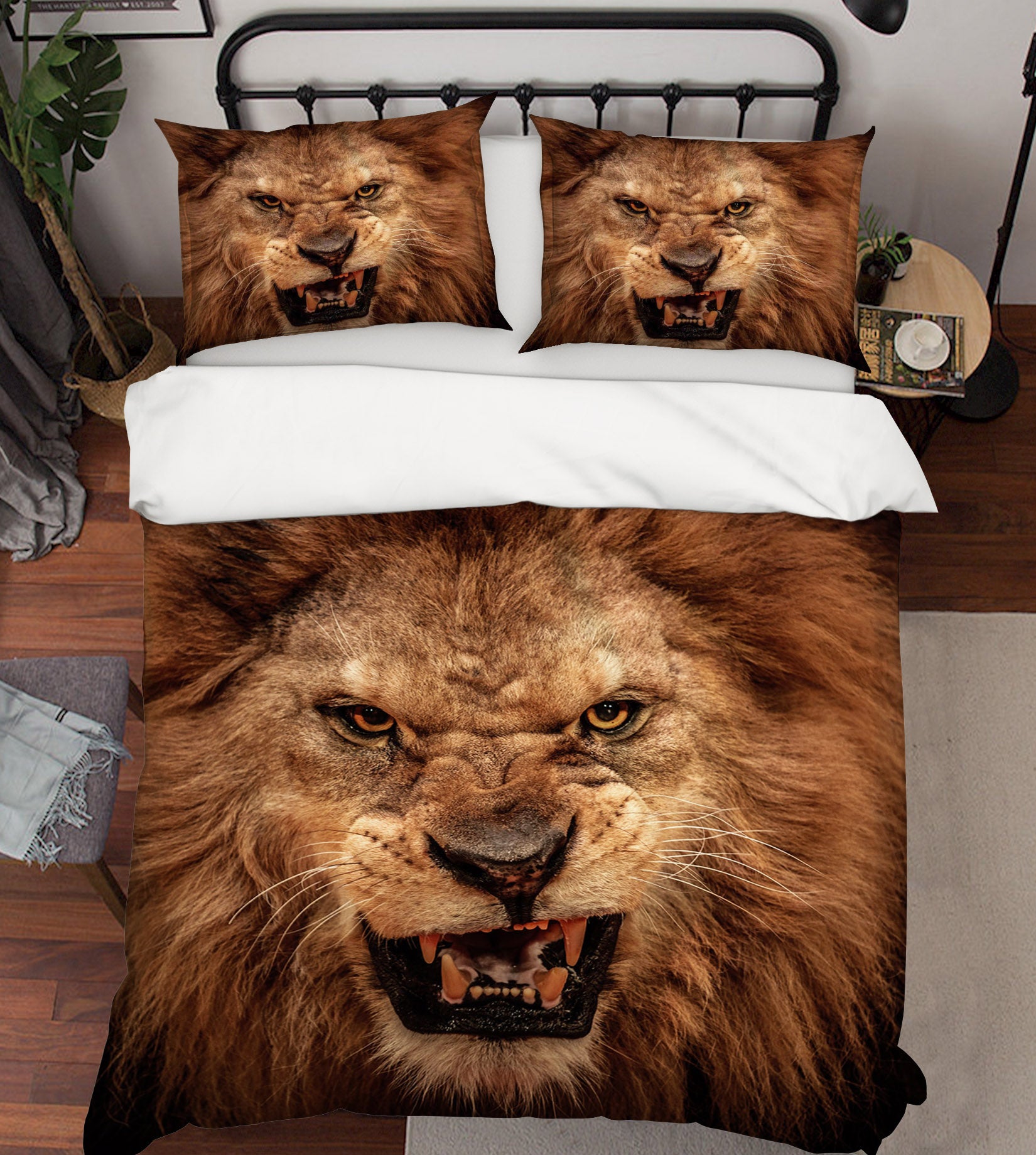 3D Ferocious Lion 101 Bed Pillowcases Quilt