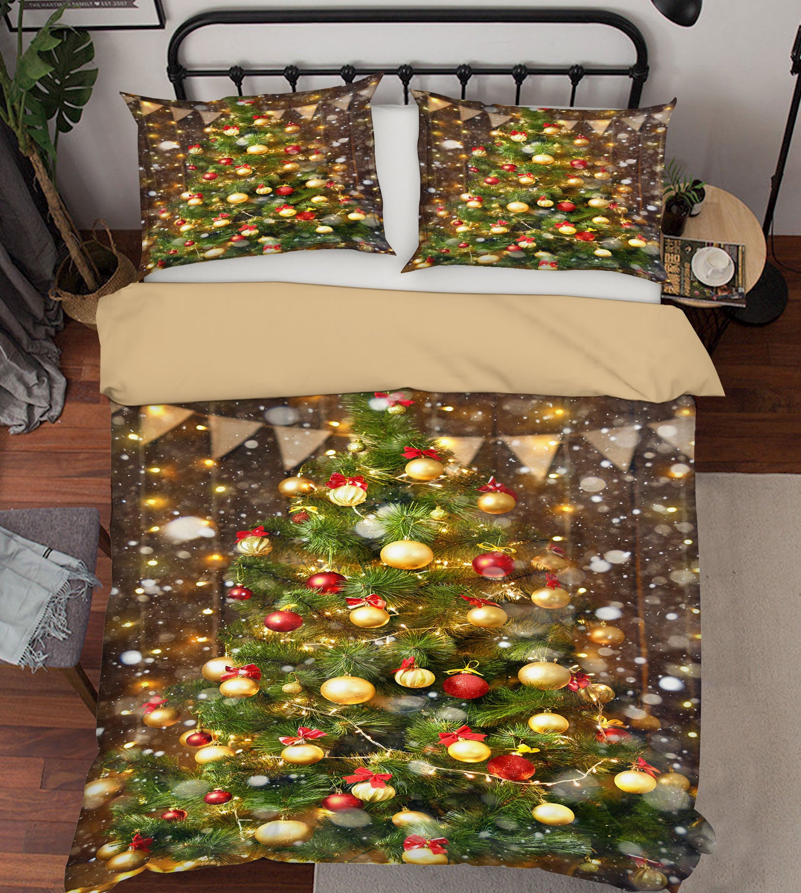 3D Golden Ball Pine Cones Pendant 51021 Christmas Quilt Duvet Cover Xmas Bed Pillowcases