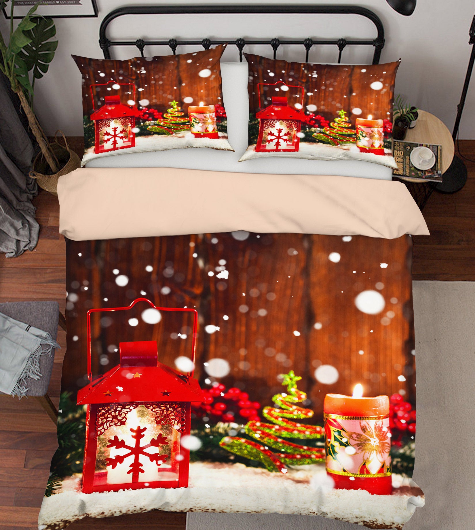 3D Snowflake Candle 51010 Christmas Quilt Duvet Cover Xmas Bed Pillowcases