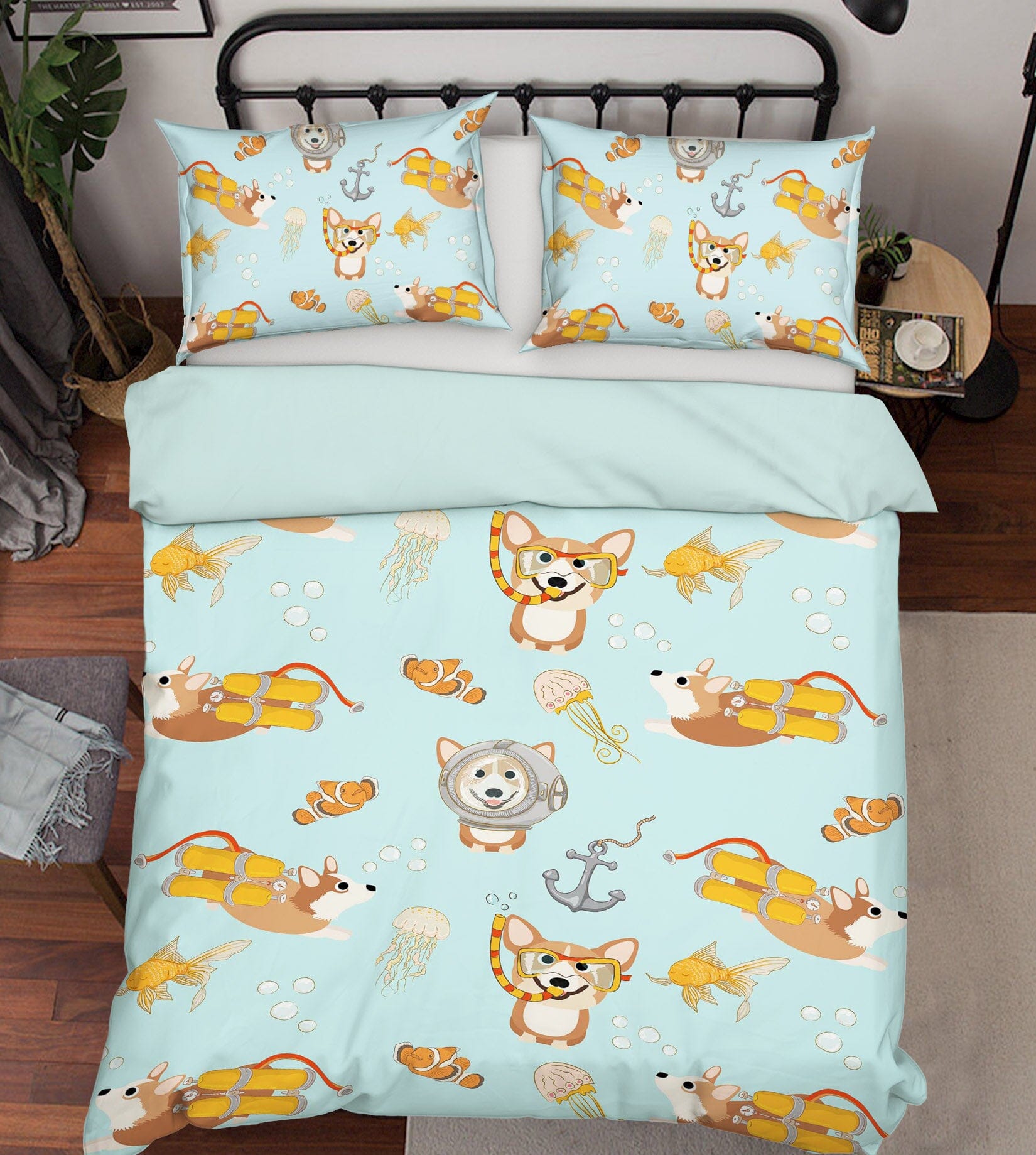 3D Corgi Jellyfish 208 Uta Naumann Bedding Bed Pillowcases Quilt Quiet Covers AJ Creativity Home 