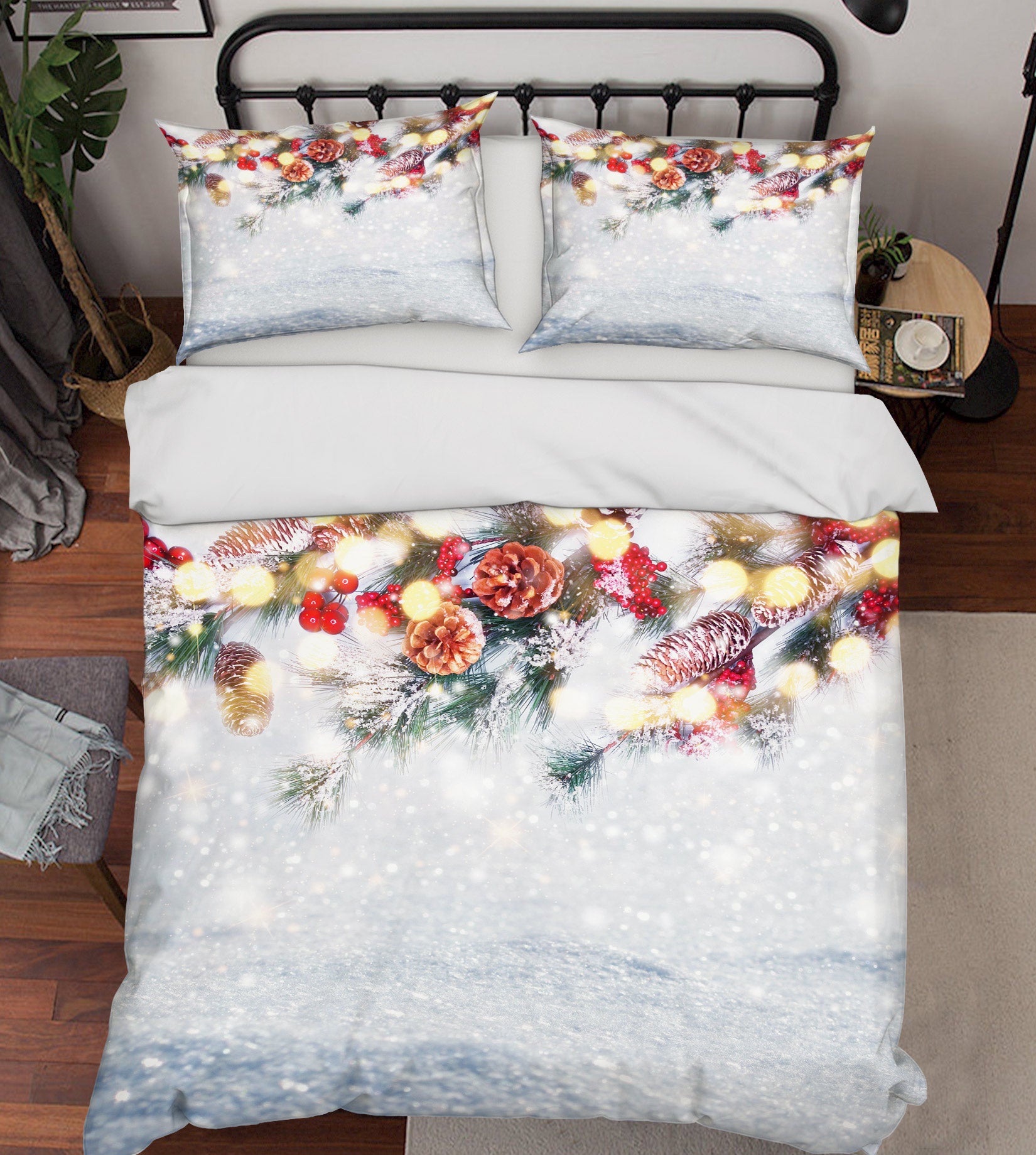 3D Snow Branches 51051 Christmas Quilt Duvet Cover Xmas Bed Pillowcases