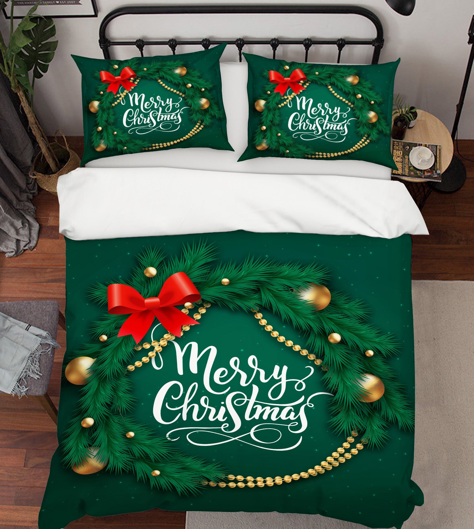 3D Circle Of Green Branches 59063 Bed Pillowcases Quilt
