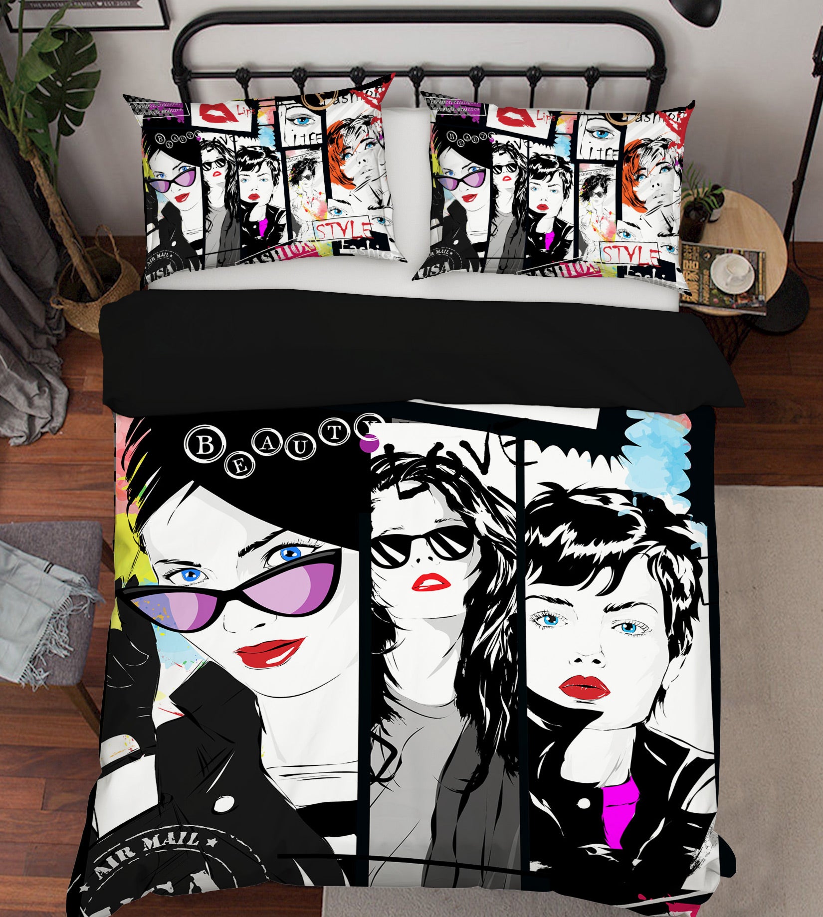 3D Poster Model 025 Bed Pillowcases Quilt