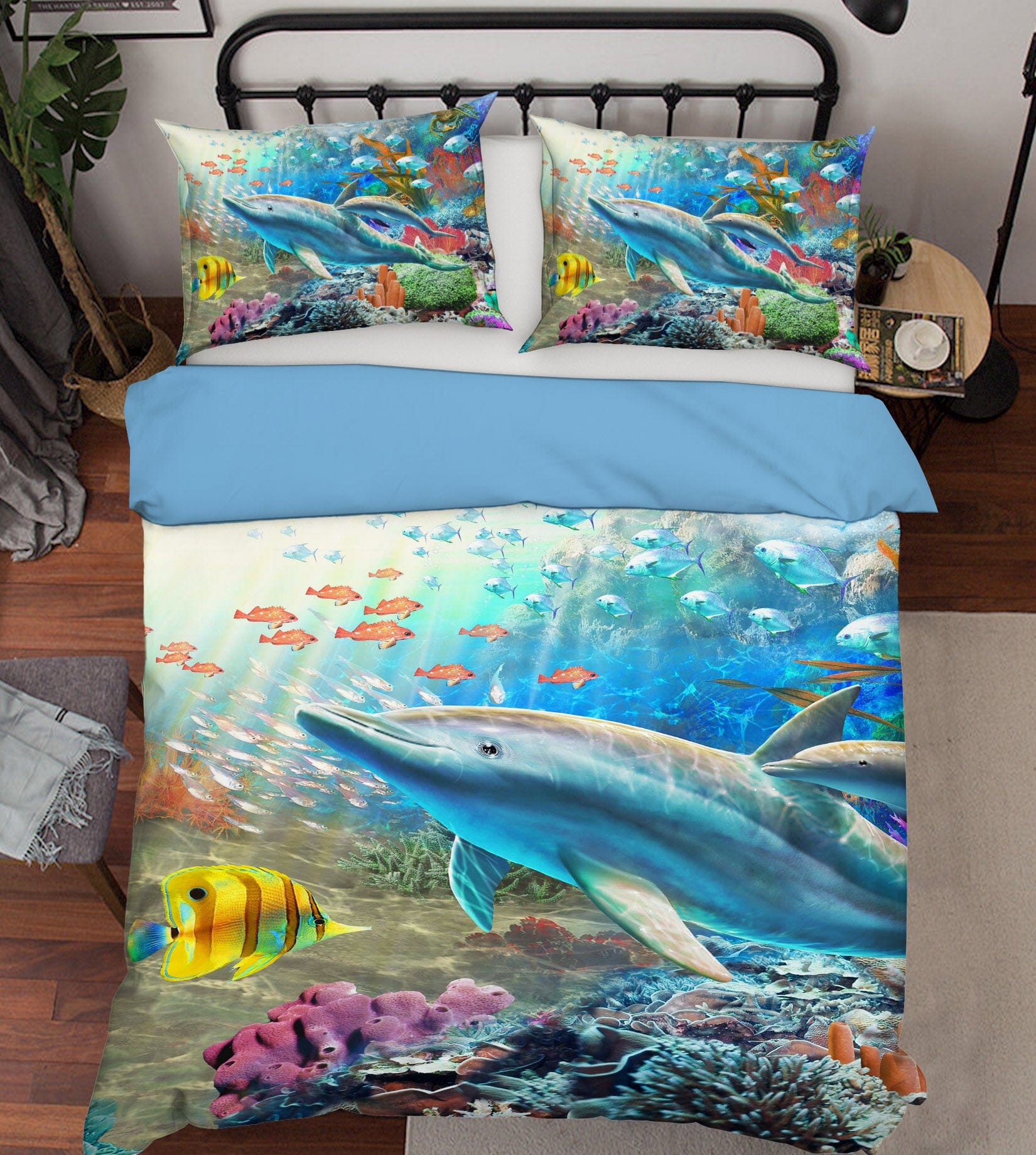 3D Happy Dolphin 2036 Adrian Chesterman Bedding Bed Pillowcases Quilt Quiet Covers AJ Creativity Home 