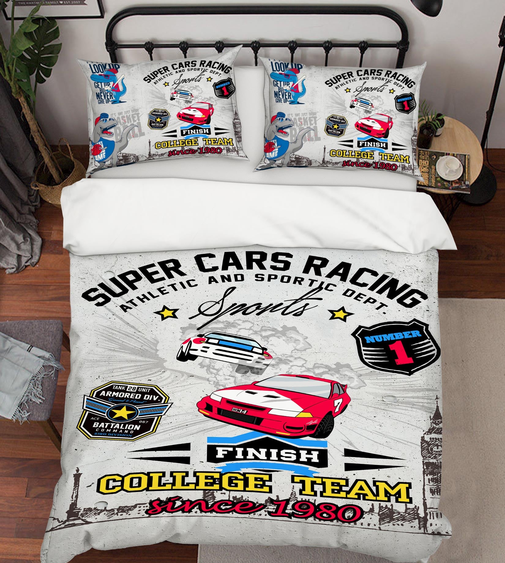3D Car 13143 Bed Pillowcases Quilt