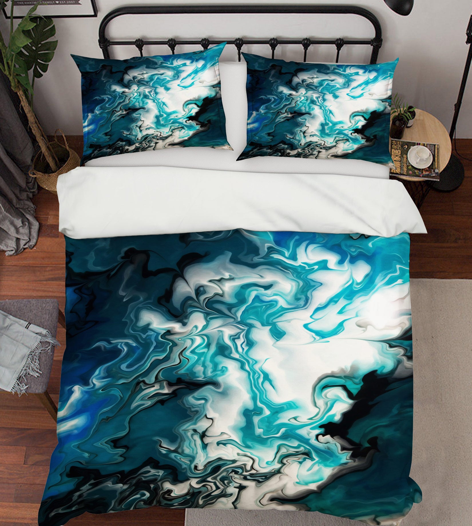 3D Blue Pattern 59080 Bed Pillowcases Quilt
