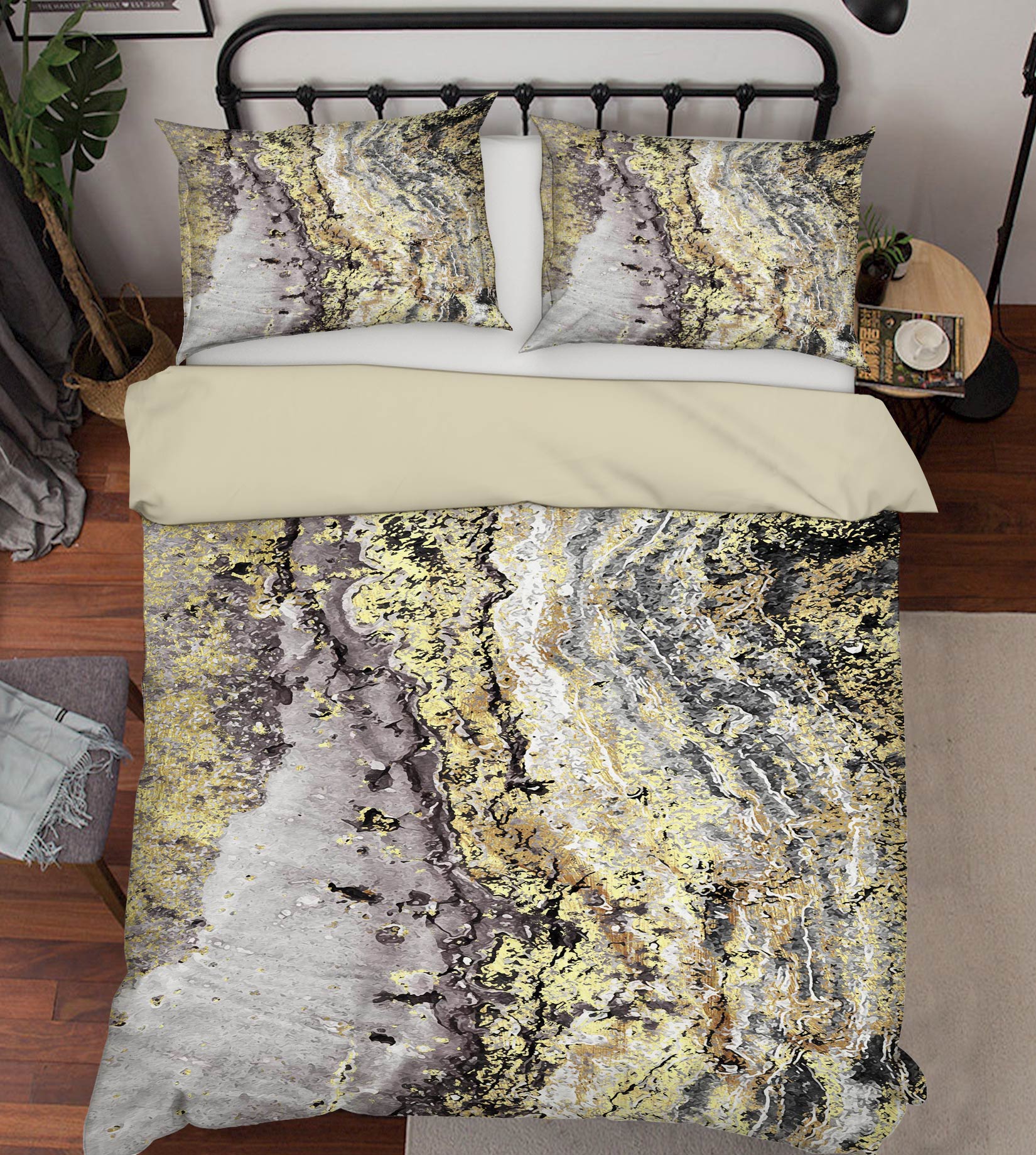 3D Stone Grain 59110 Bed Pillowcases Quilt