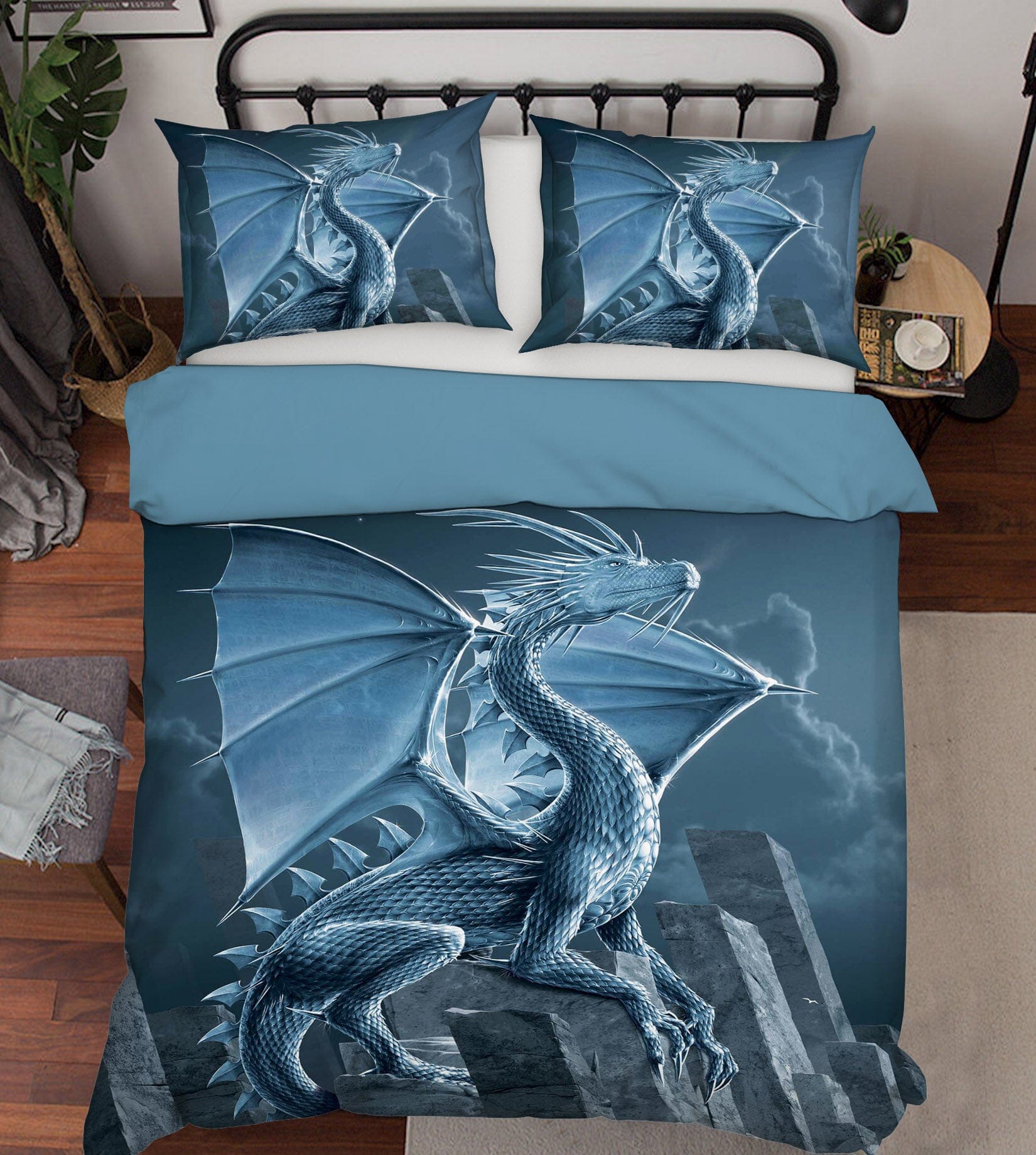 3D Silver Dragon 080 Bed Pillowcases Quilt Exclusive Designer Vincent Quiet Covers AJ Creativity Home 