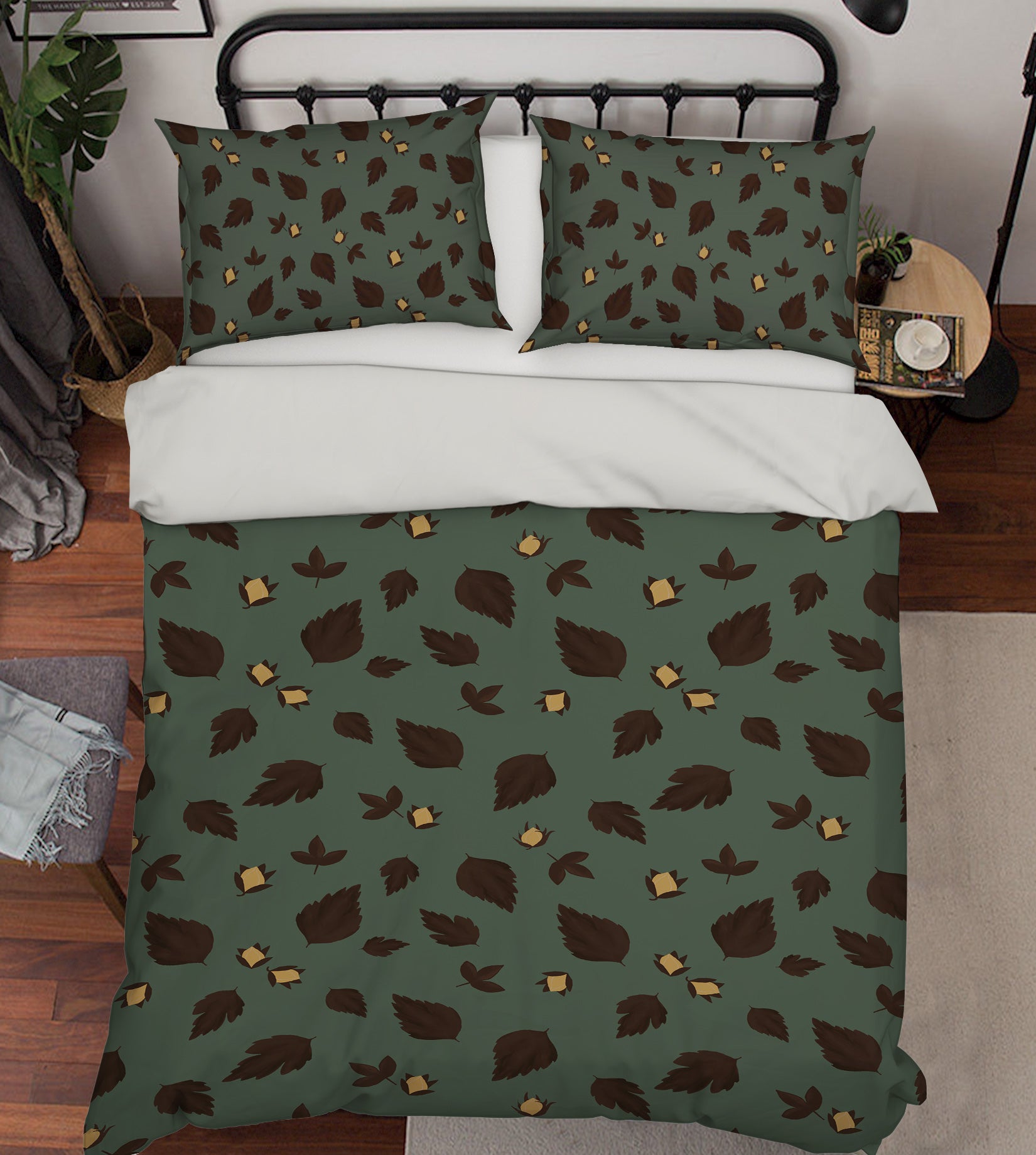 3D Leaves Pattern 98153 Kasumi Loffler Bedding Bed Pillowcases Quilt