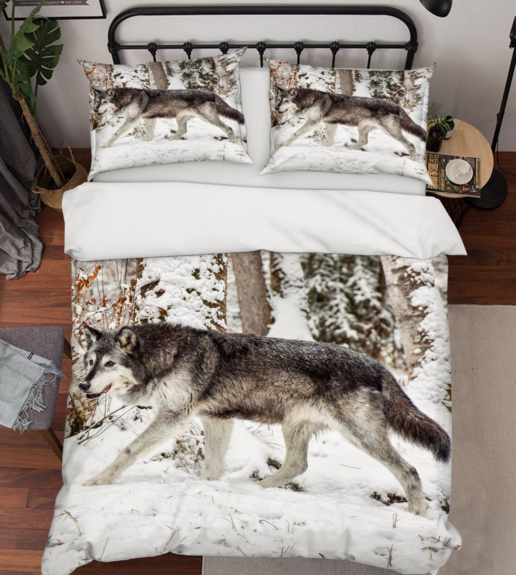 3D Snow Wolf 59213 Bed Pillowcases Quilt