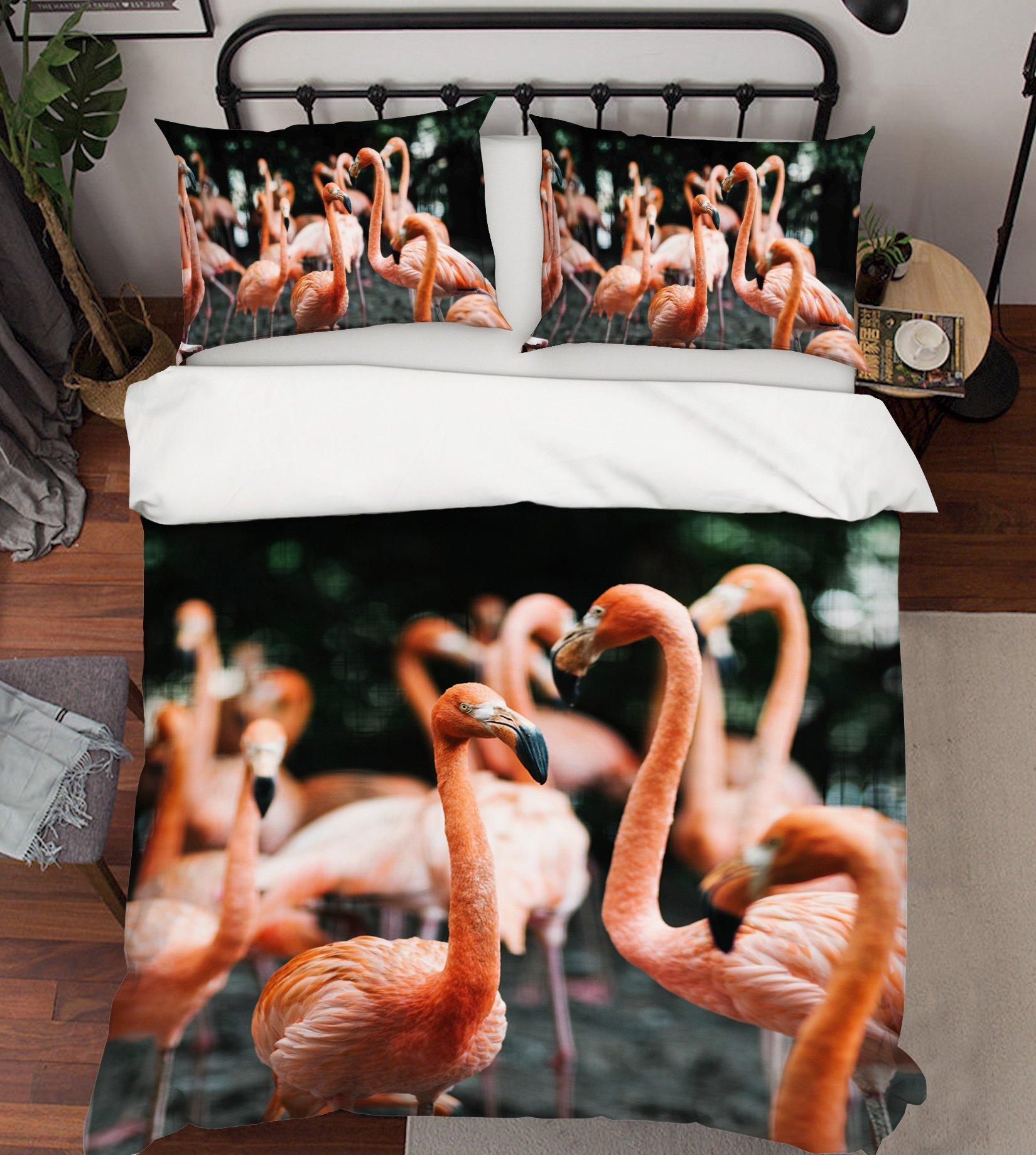 3D Flamingo Group 1947 Bed Pillowcases Quilt Quiet Covers AJ Creativity Home 