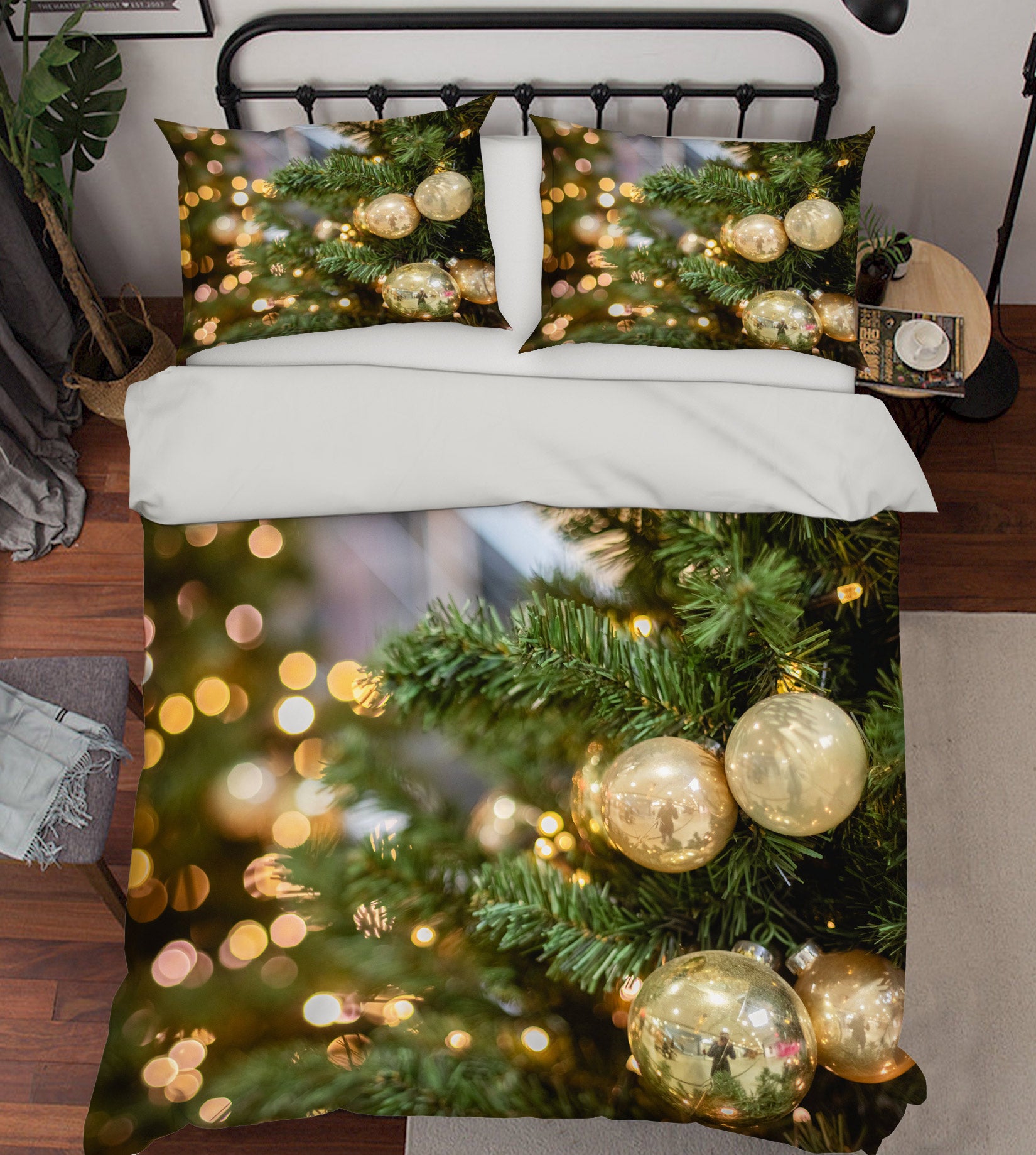 3D Tree White Ball Pendant 51048 Christmas Quilt Duvet Cover Xmas Bed Pillowcases