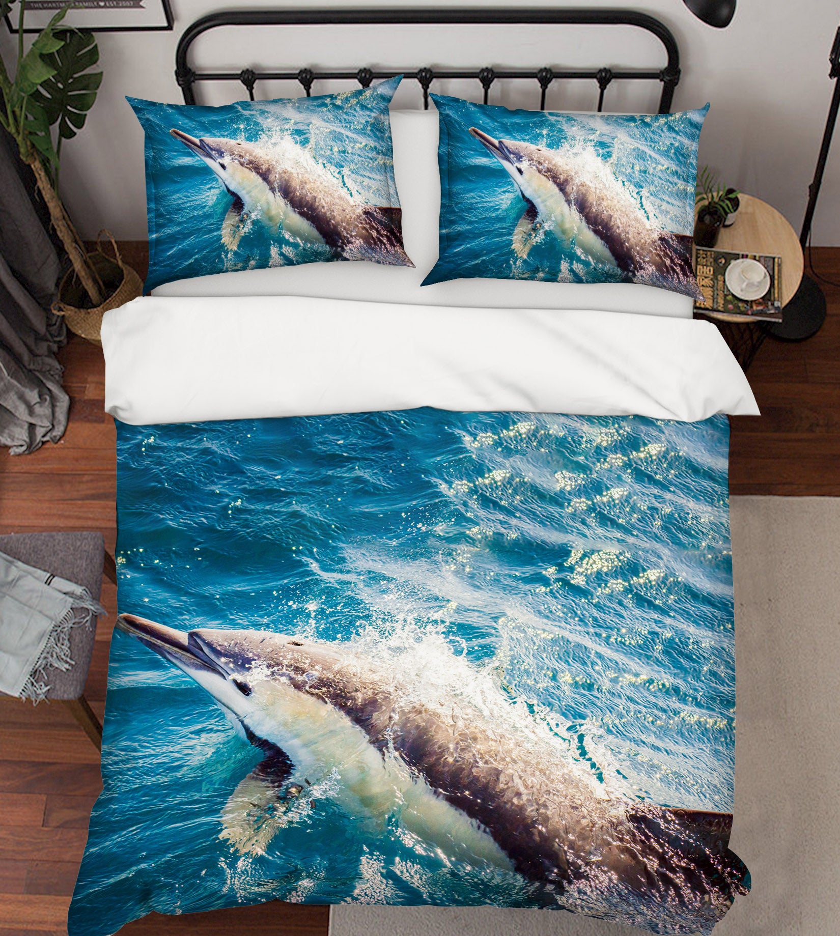 3D Jump Dolphin 21039 Bed Pillowcases Quilt