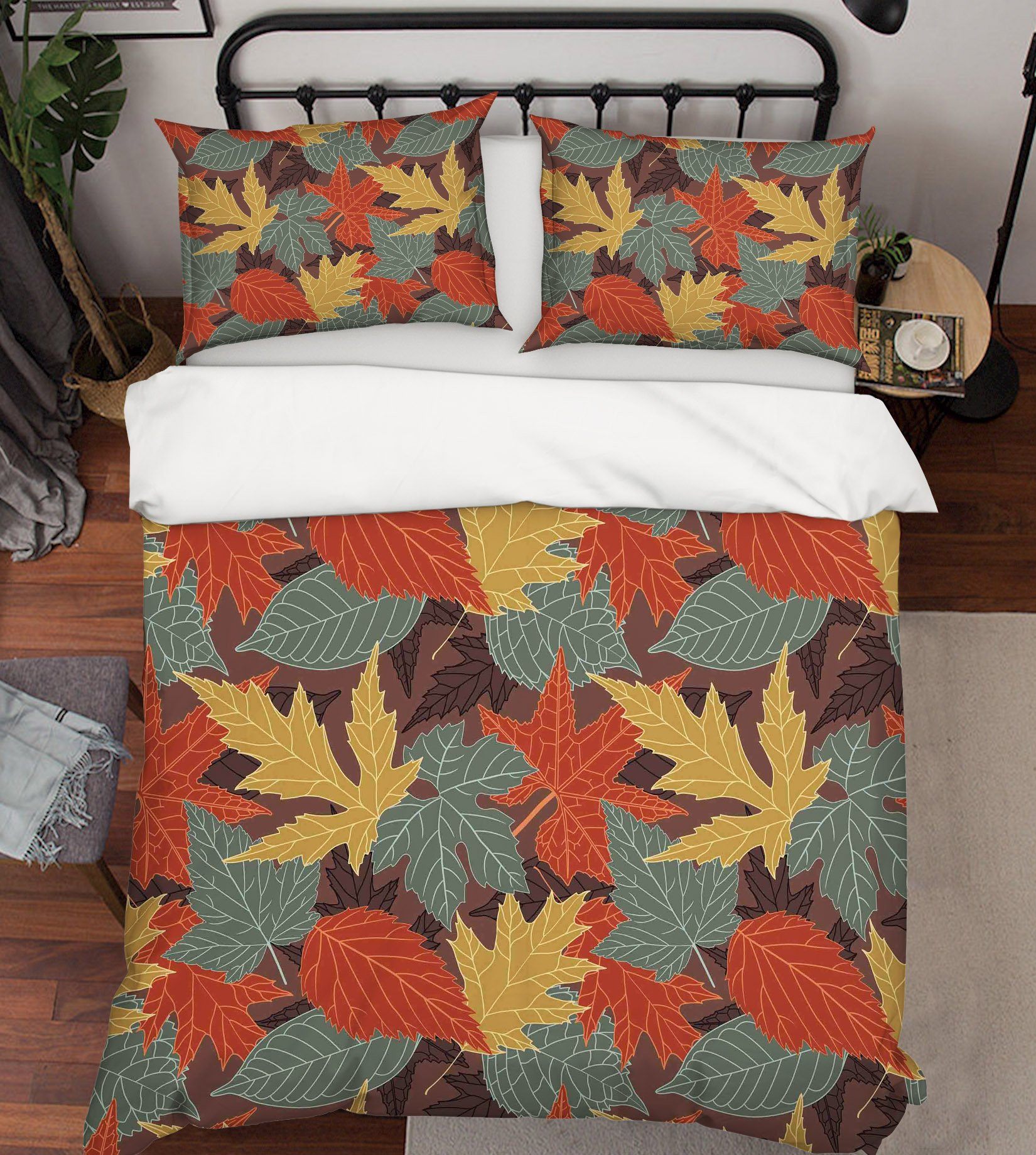 3D Maple Leaf 040 Bed Pillowcases Quilt Wallpaper AJ Wallpaper 