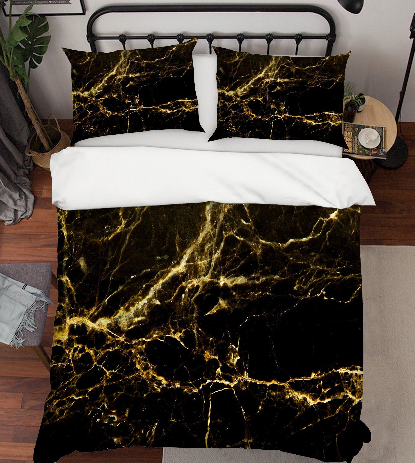 3D Black Gold Irregular 039 Bed Pillowcases Quilt Wallpaper AJ Wallpaper 