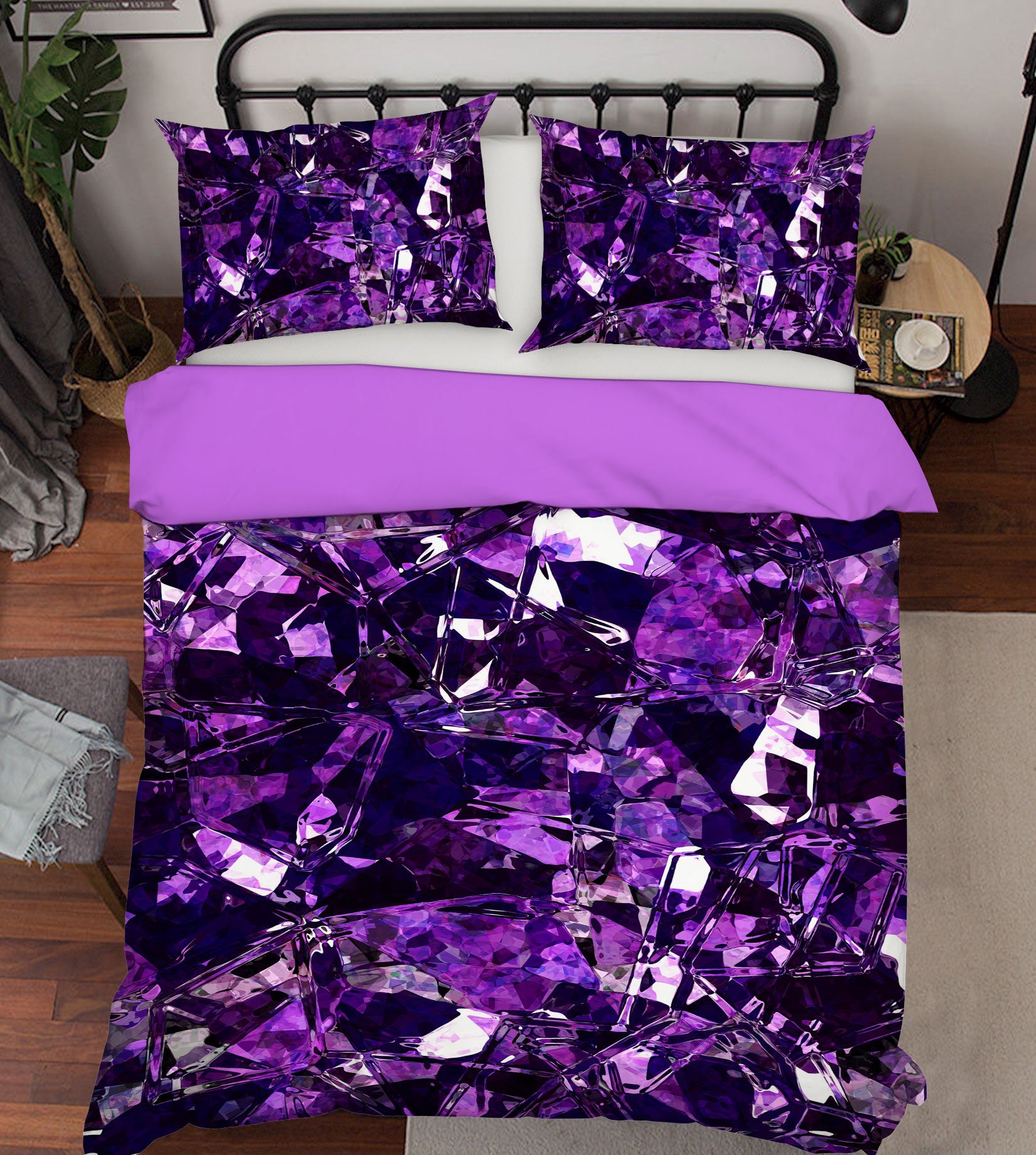 3D Purple Glass Broken 13205 Bed Pillowcases Quilt