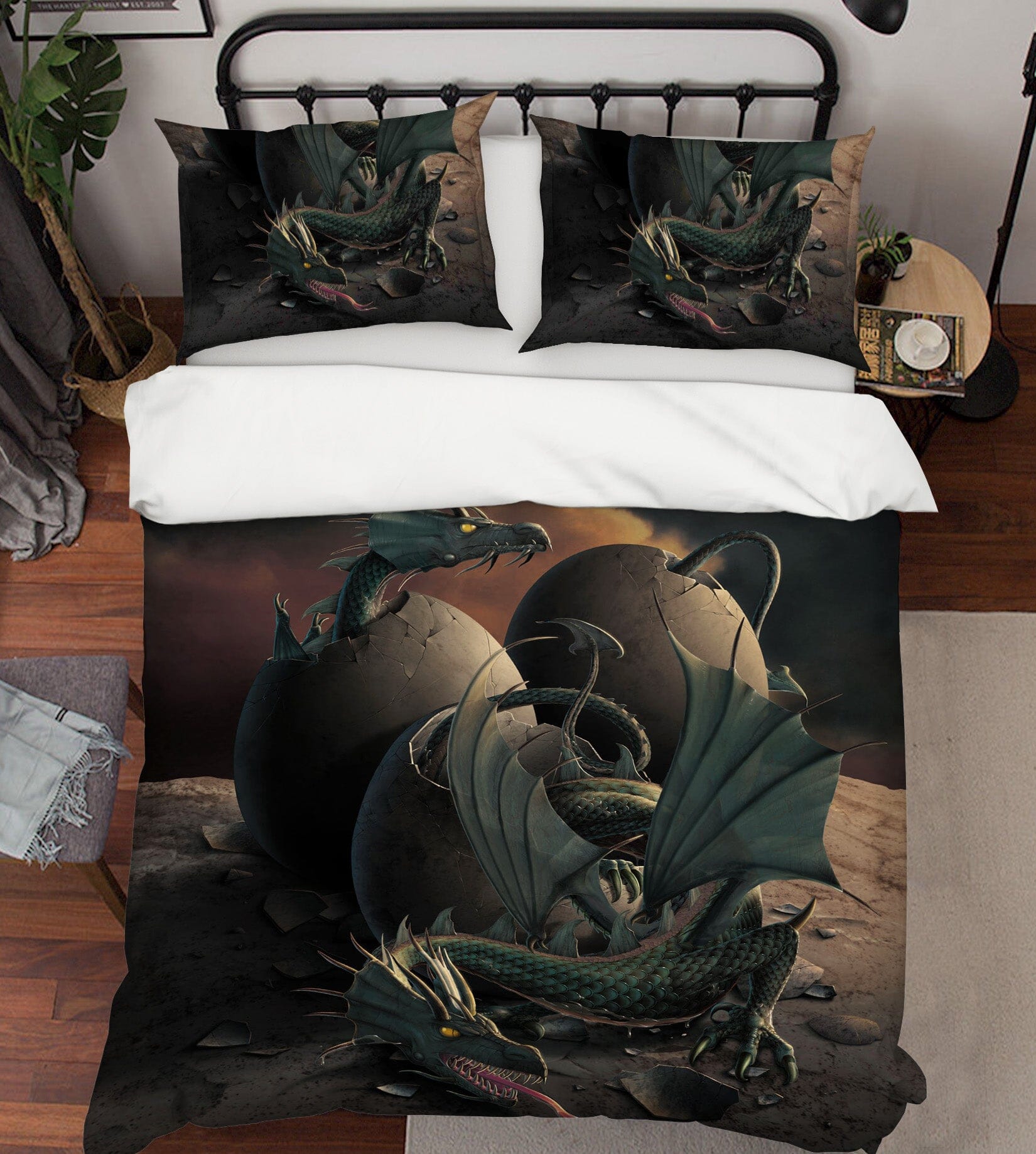 3D Dragon Offspring 041 Bed Pillowcases Quilt Exclusive Designer Vincent Quiet Covers AJ Creativity Home 