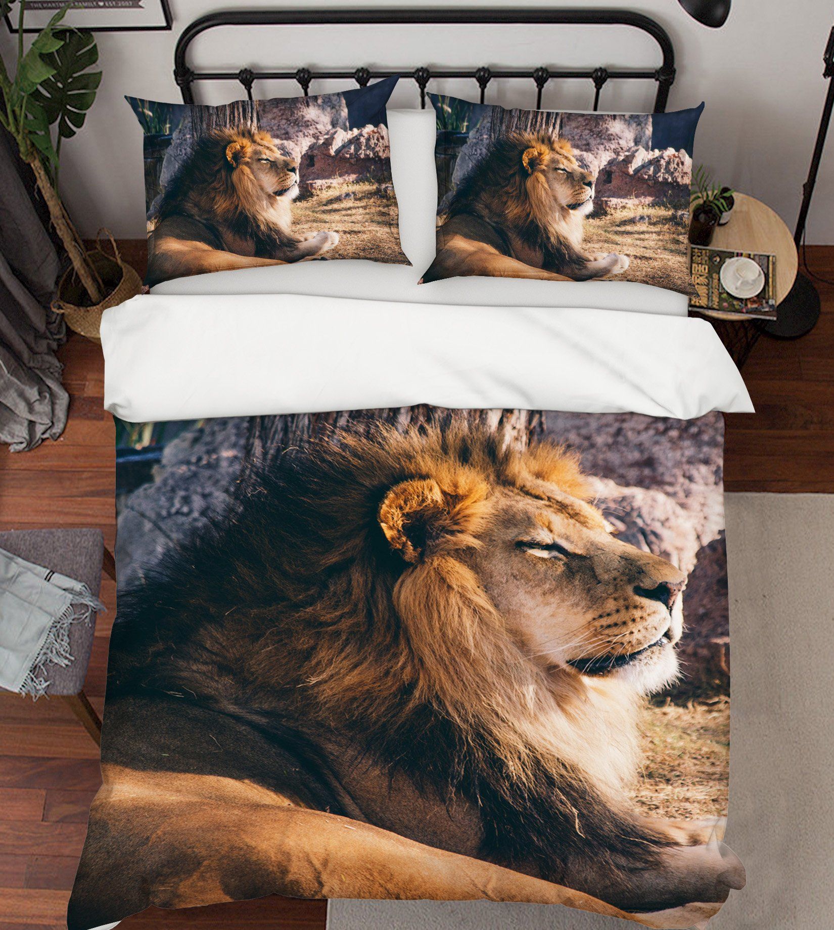3D Lion 1973 Bed Pillowcases Quilt Quiet Covers AJ Creativity Home 