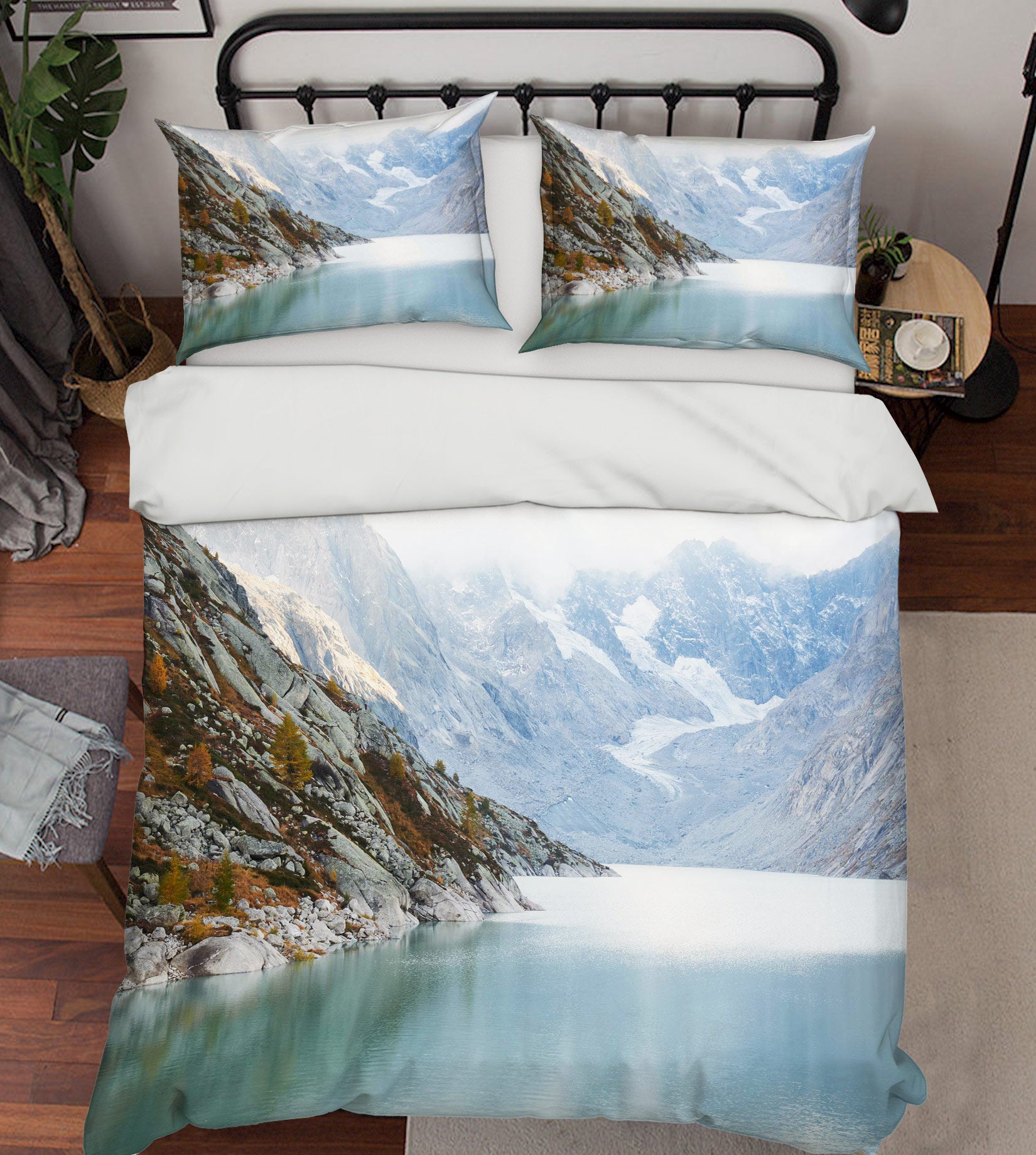 3D Snow Mountain Lake 59165 Bed Pillowcases Quilt