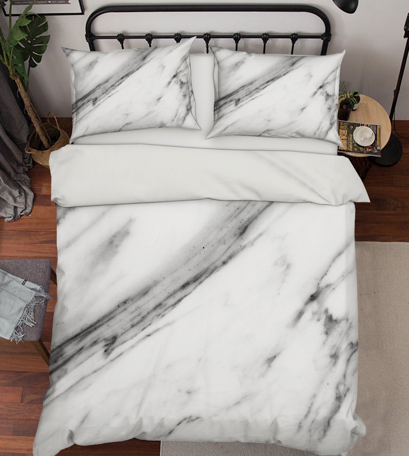 3D White Marble 59188 Bed Pillowcases Quilt