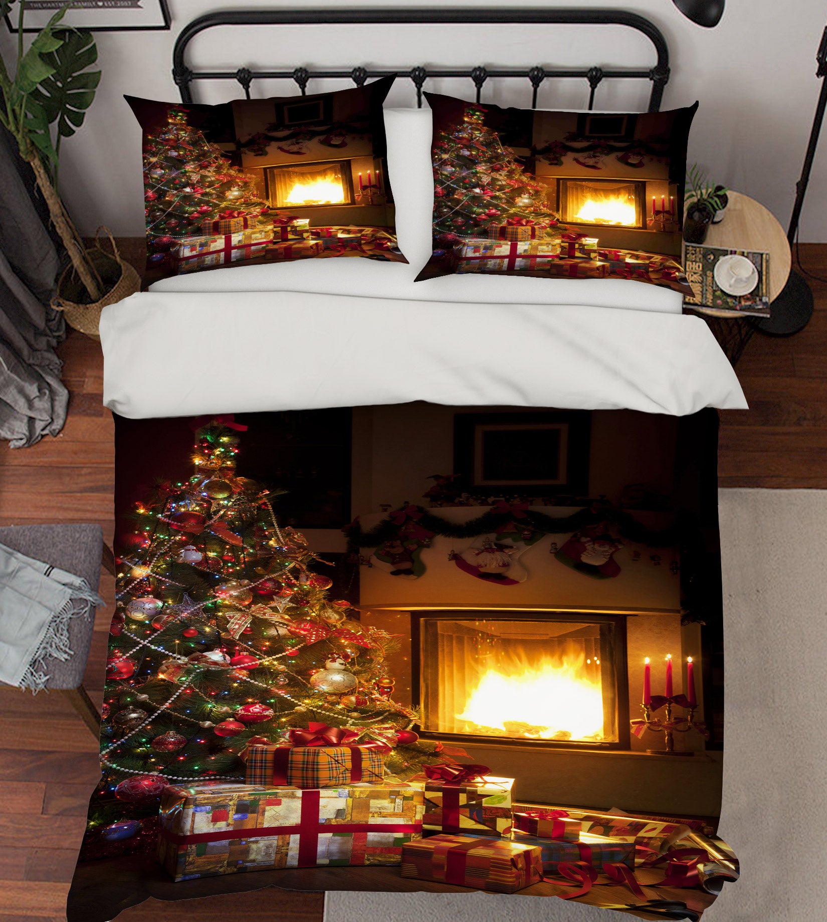 3D Tree Fireplace Gift 50005 Christmas Quilt Duvet Cover Xmas Bed Pillowcases