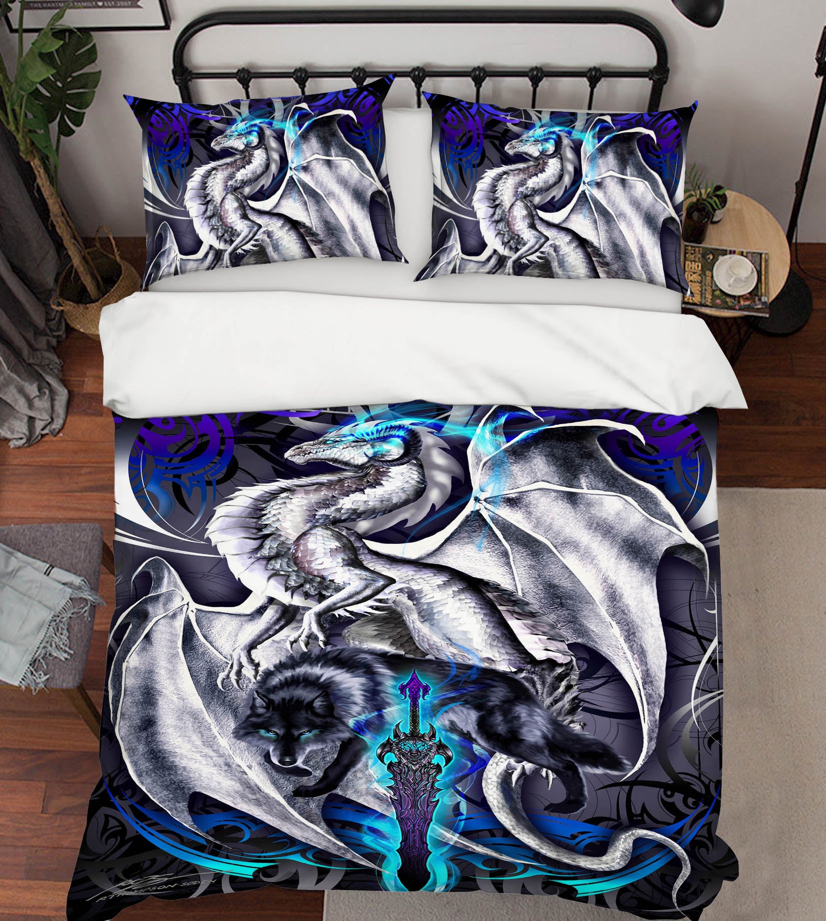 3D Gray Dragon 8318 Ruth Thompson Bedding Bed Pillowcases Quilt Cover Duvet Cover