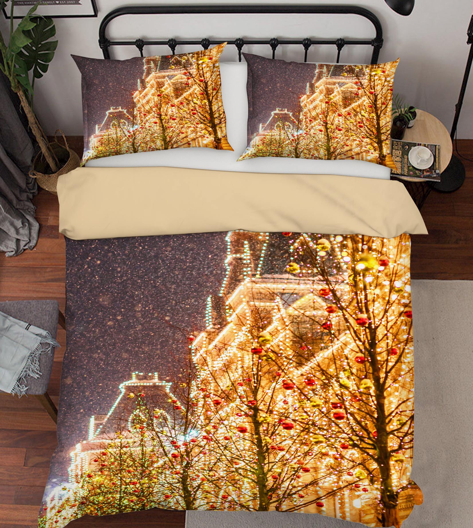 3D Light Building 51033 Christmas Quilt Duvet Cover Xmas Bed Pillowcases
