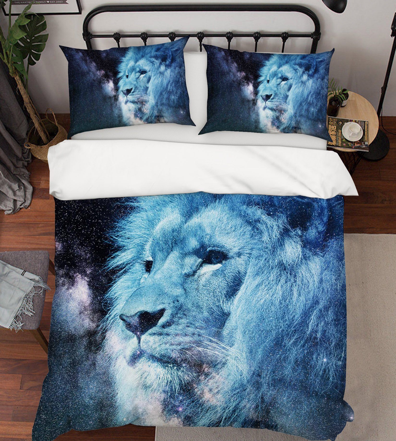 3D Moonlight Lion 1974 Bed Pillowcases Quilt Quiet Covers AJ Creativity Home 