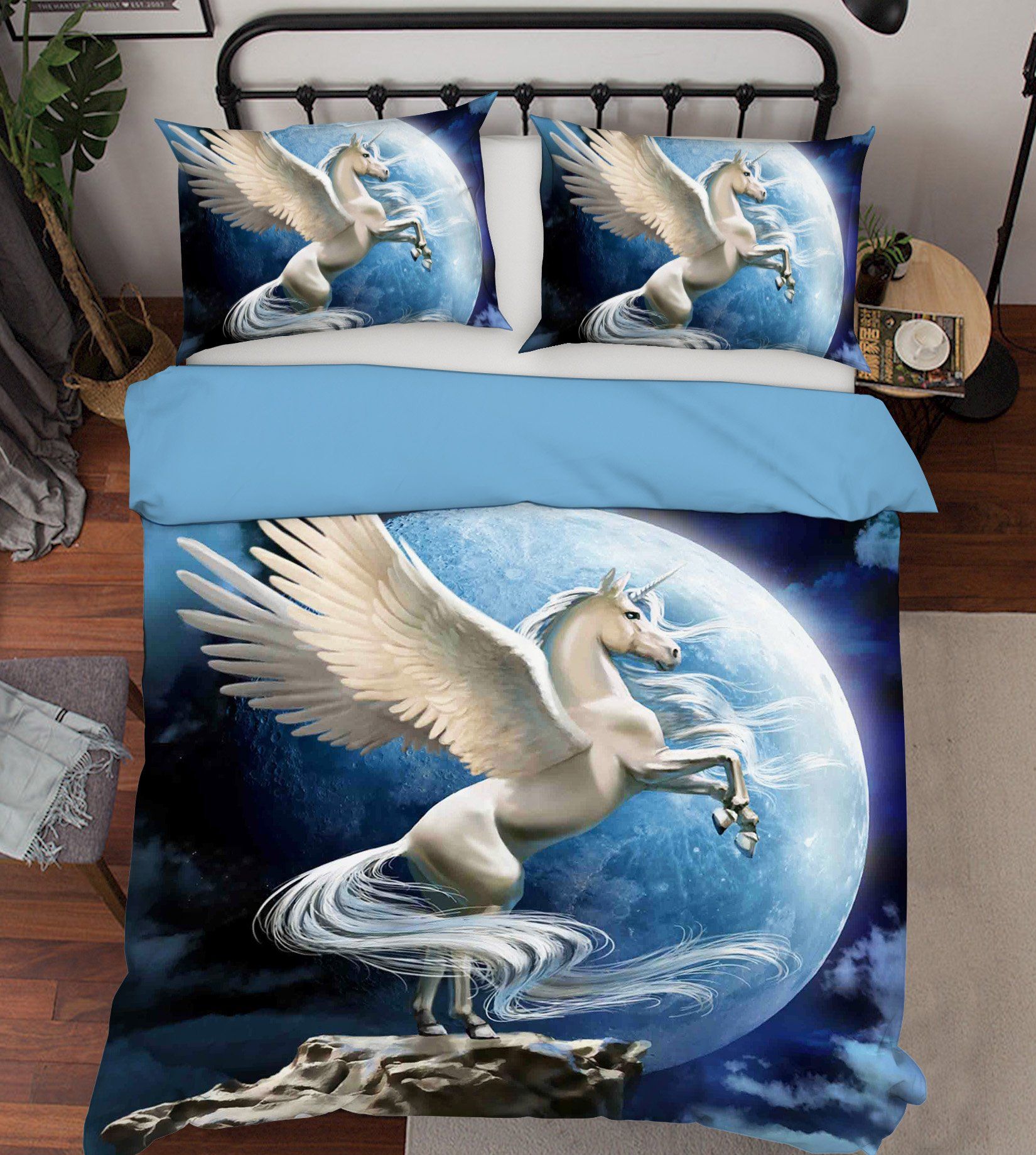 3D Round Moon Unicorn 046 Bed Pillowcases Quilt Wallpaper AJ Wallpaper 