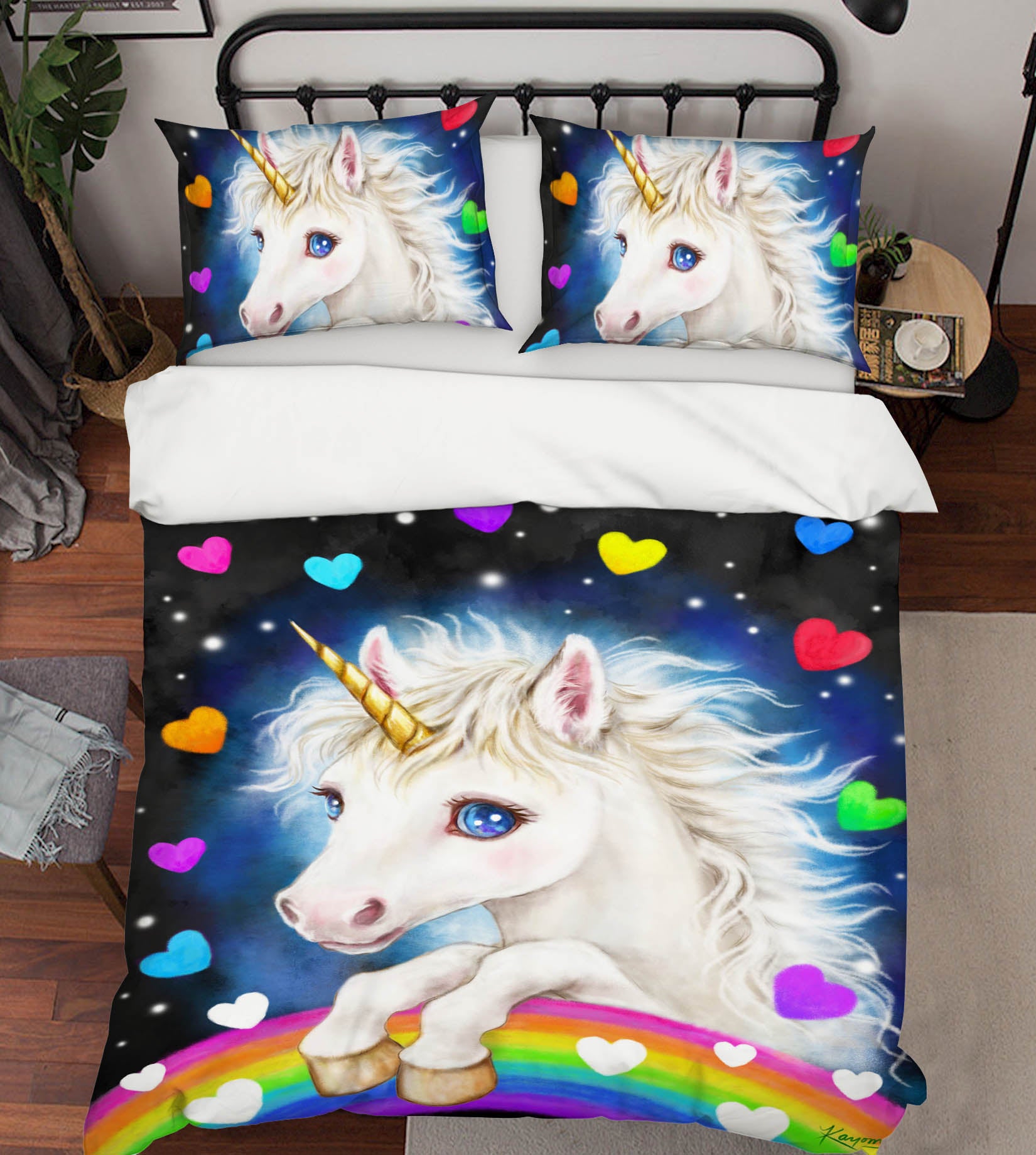 3D Colorful Love Unicorn 5932 Kayomi Harai Bedding Bed Pillowcases Quilt Cover Duvet Cover