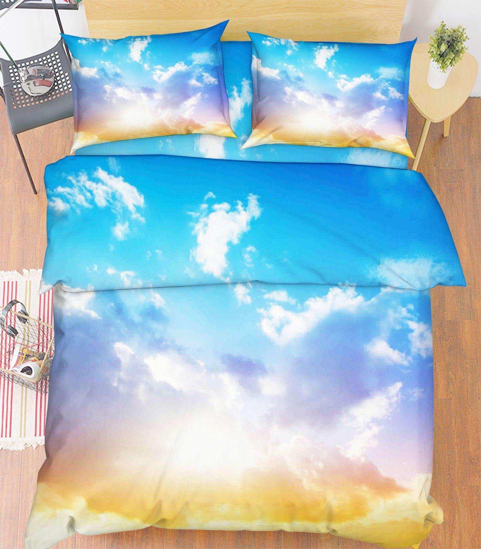 3D Bright Blue Sky 3 Bed Pillowcases Quilt Wallpaper AJ Wallpaper 